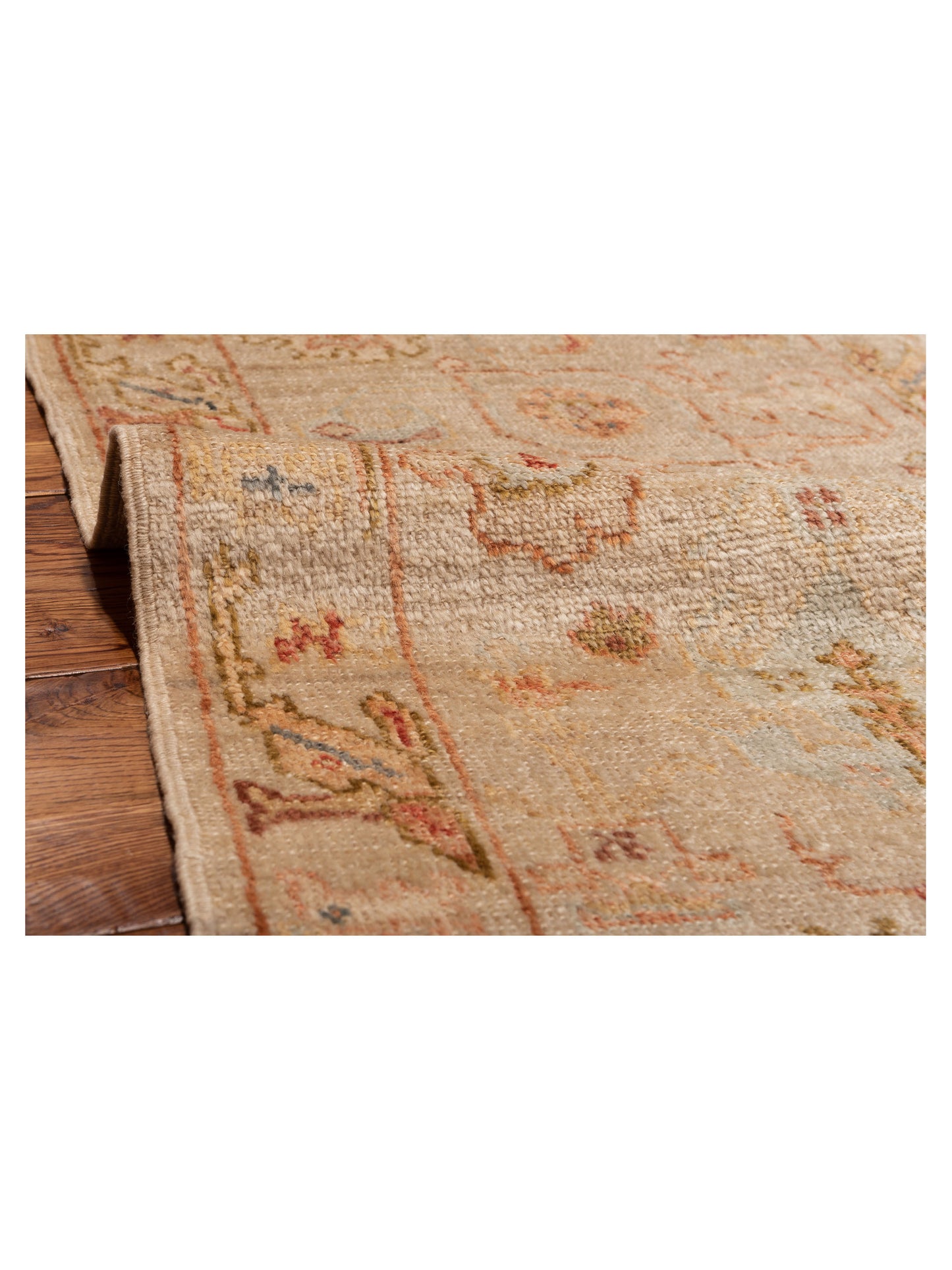 Authentic Angora Oushak Seyyal Beige Beige Traditional Hand Knotted Rug