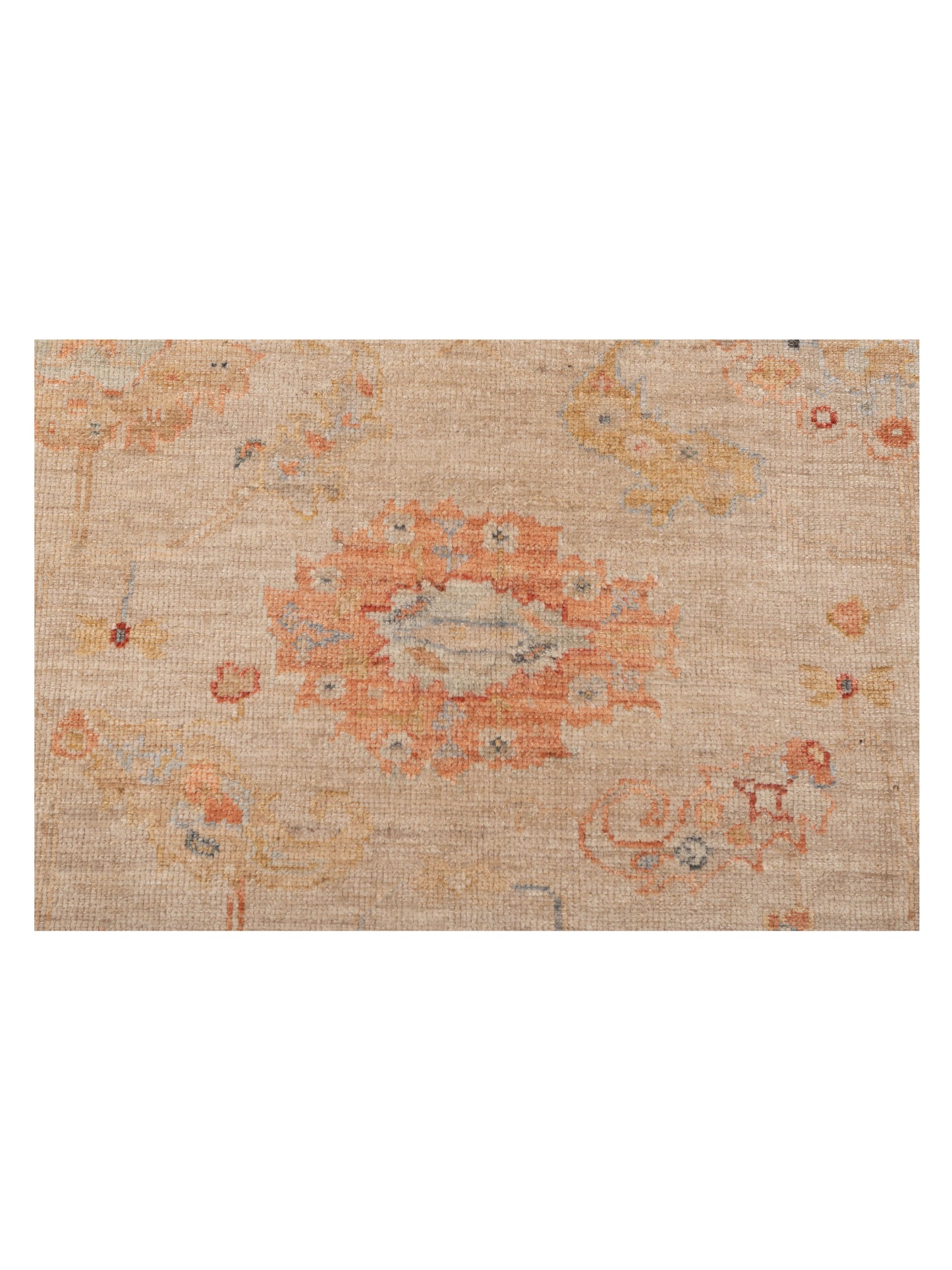 Authentic Angora Oushak Muge Beige Rust Traditional Hand Knotted Rug