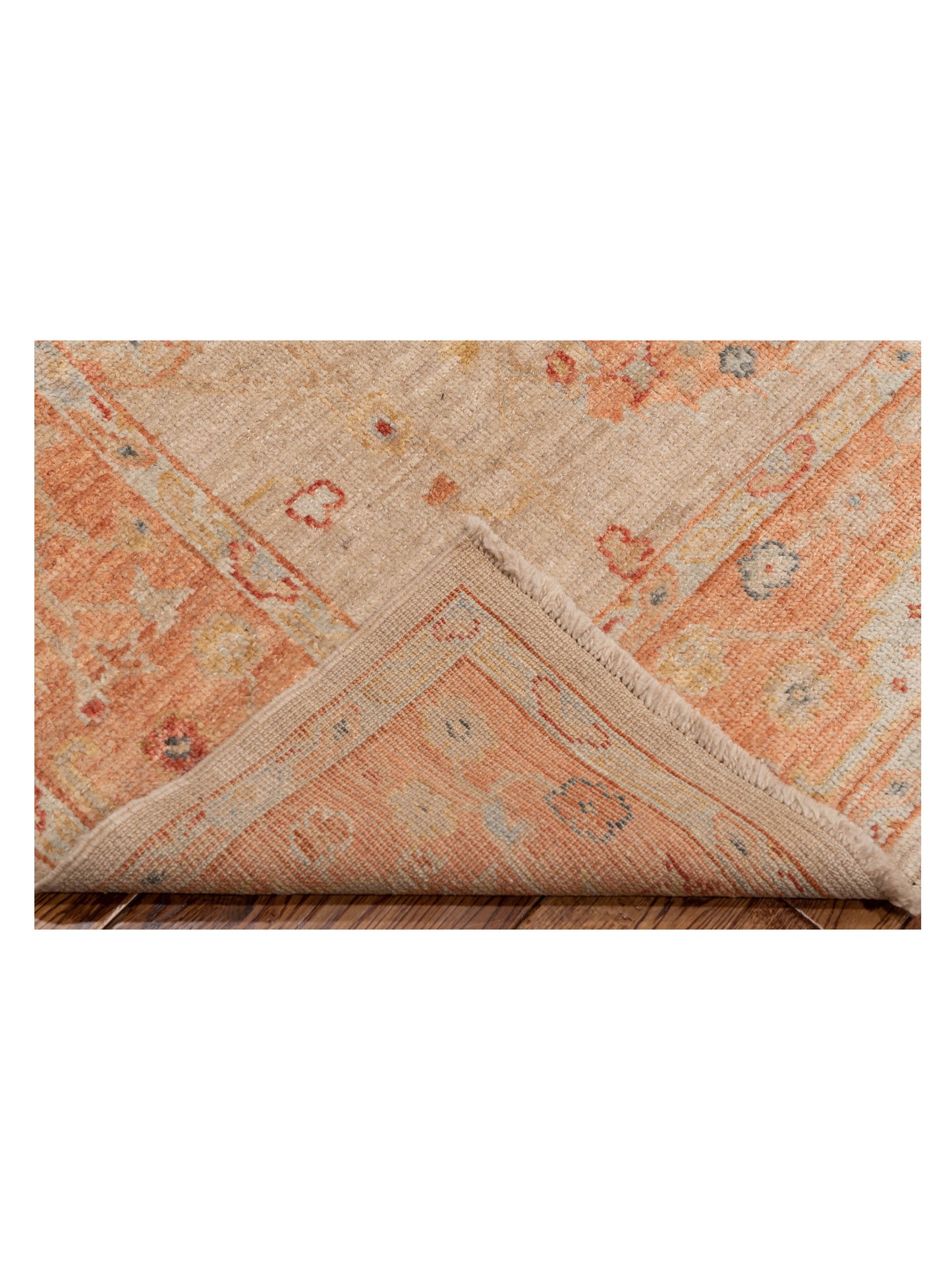 Authentic Angora Oushak Muge Beige Rust Traditional Hand Knotted Rug