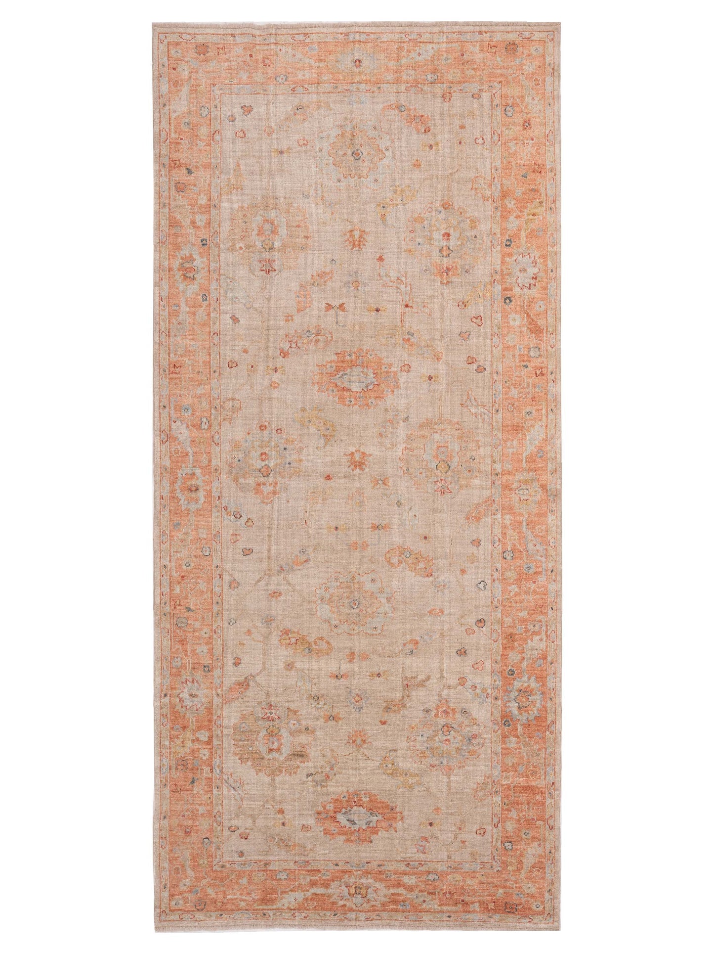 Authentic Angora Oushak Muge Beige Traditional Hand Knotted Rug