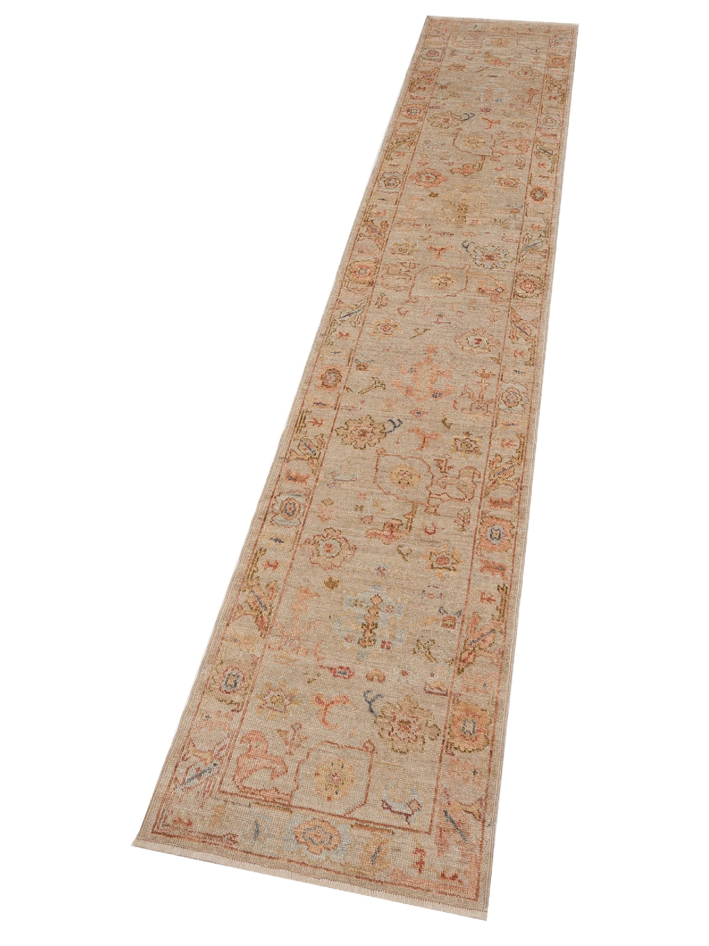 Authentic Angora Oushak Seyyal Beige Beige Traditional Hand Knotted Rug