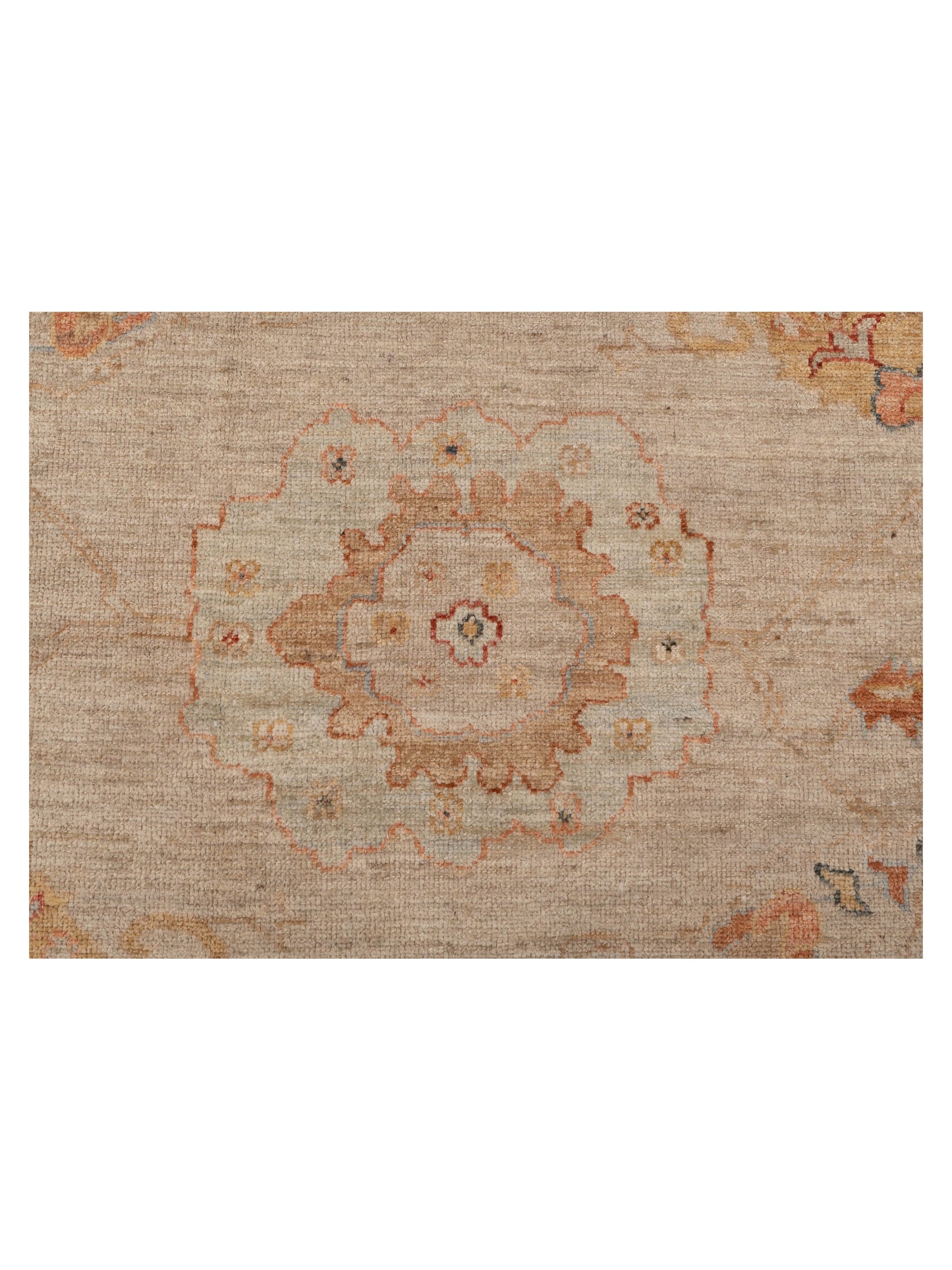 Authentic Angora Oushak Muge Beige Rust Traditional Hand Knotted Rug