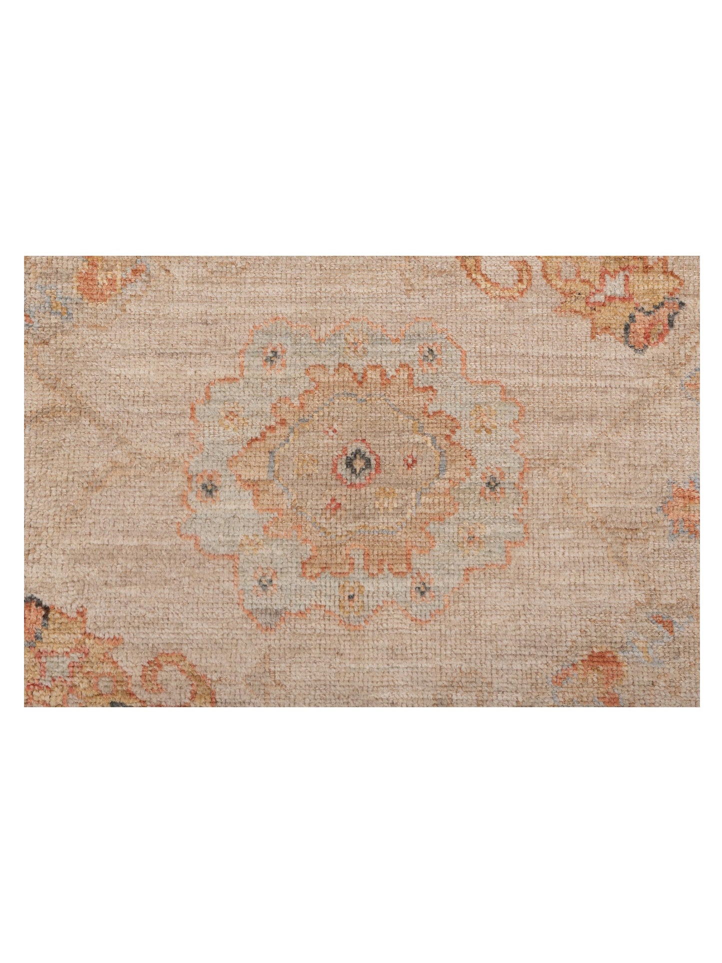 Authentic Angora Oushak Muge Beige Rust Traditional Hand Knotted Rug