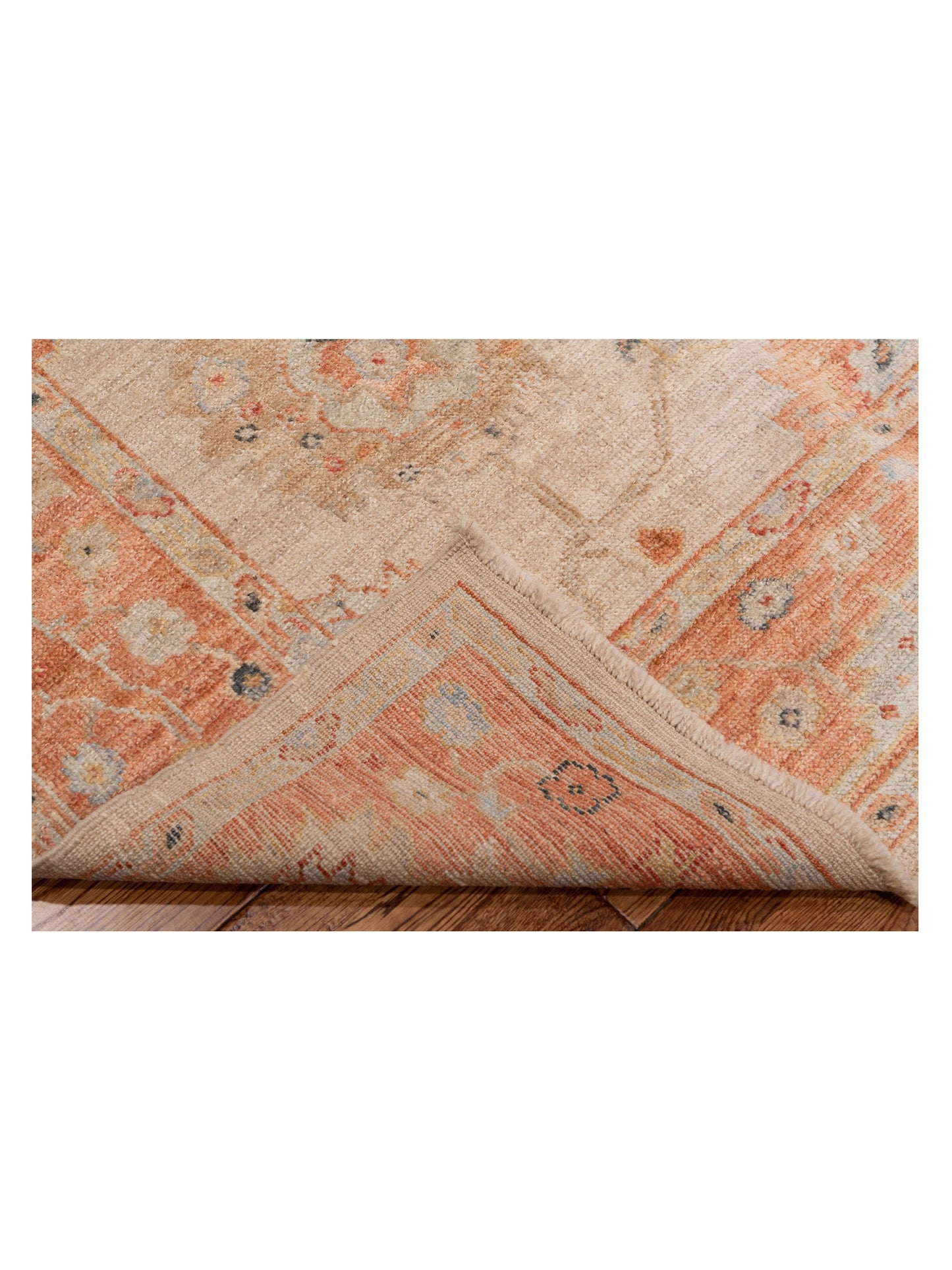 Authentic Angora Oushak Muge Beige Rust Traditional Hand Knotted Rug