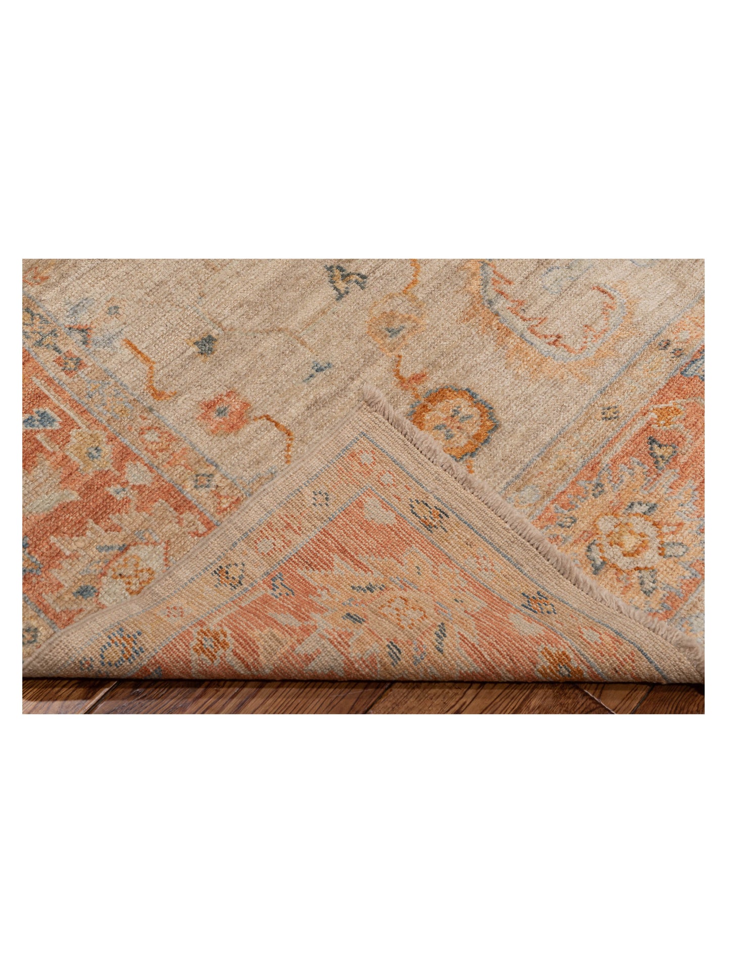 Authentic Angora Oushak Leyla Ivory Rust Traditional Hand Knotted Rug