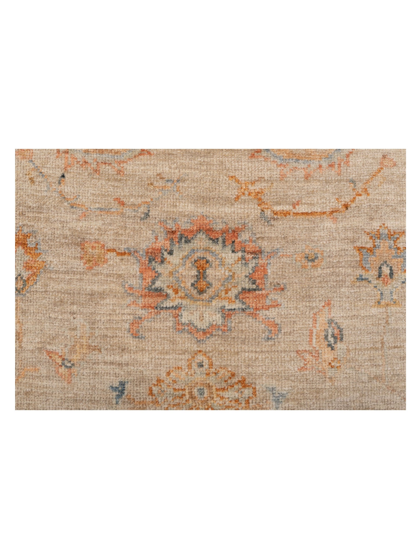 Authentic Angora Oushak Leyla Ivory Rust Traditional Hand Knotted Rug