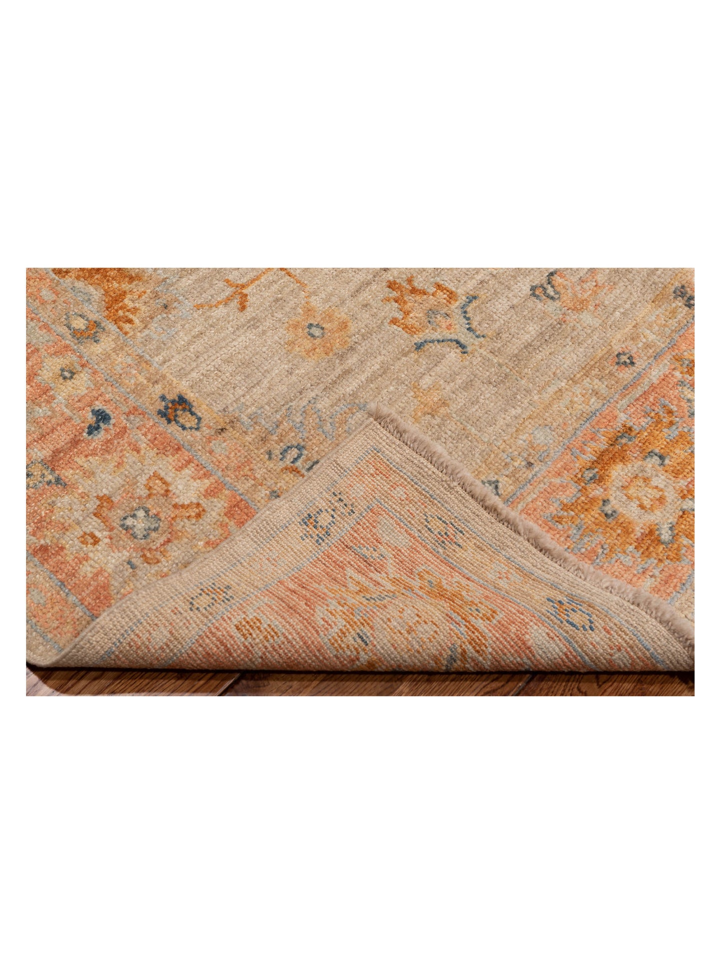 Authentic Angora Oushak Leyla Ivory Rust Traditional Hand Knotted Rug