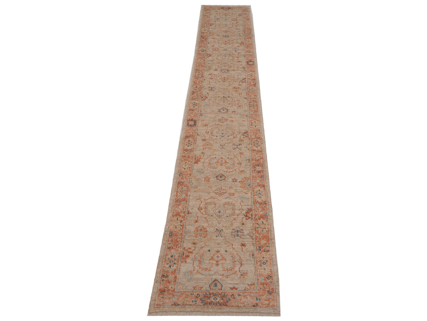 Authentic Angora Oushak Leyla Beige Rust Traditional Hand Knotted Rug