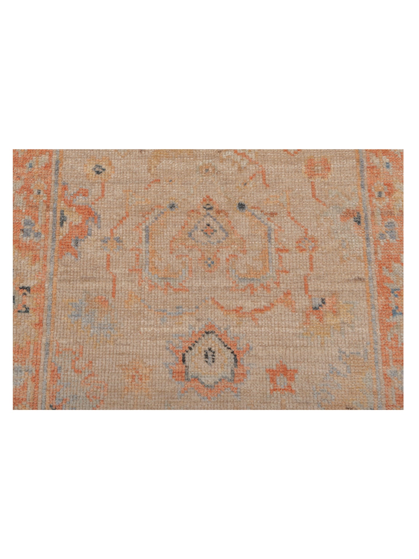 Authentic Angora Oushak Leyla Beige Rust Traditional Hand Knotted Rug