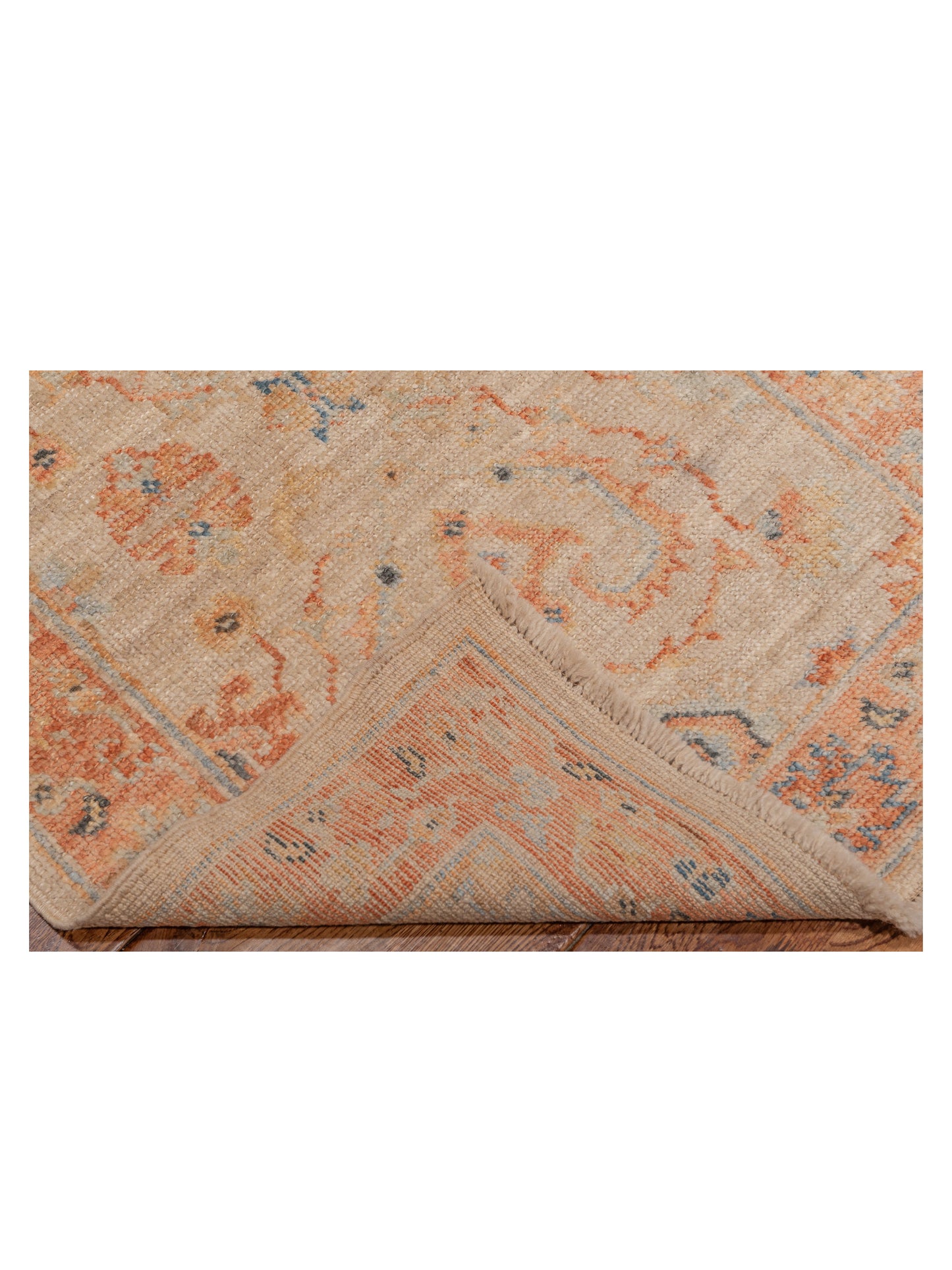 Authentic Angora Oushak Leyla Beige Rust Traditional Hand Knotted Rug