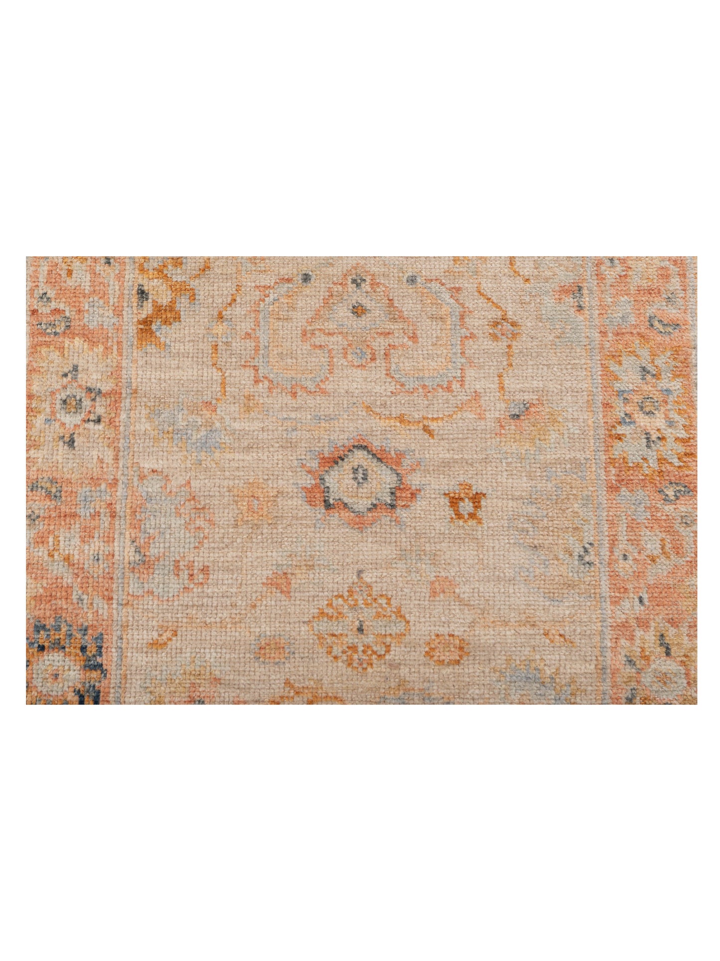 Authentic Angora Oushak Leyla Beige Rust Traditional Hand Knotted Rug