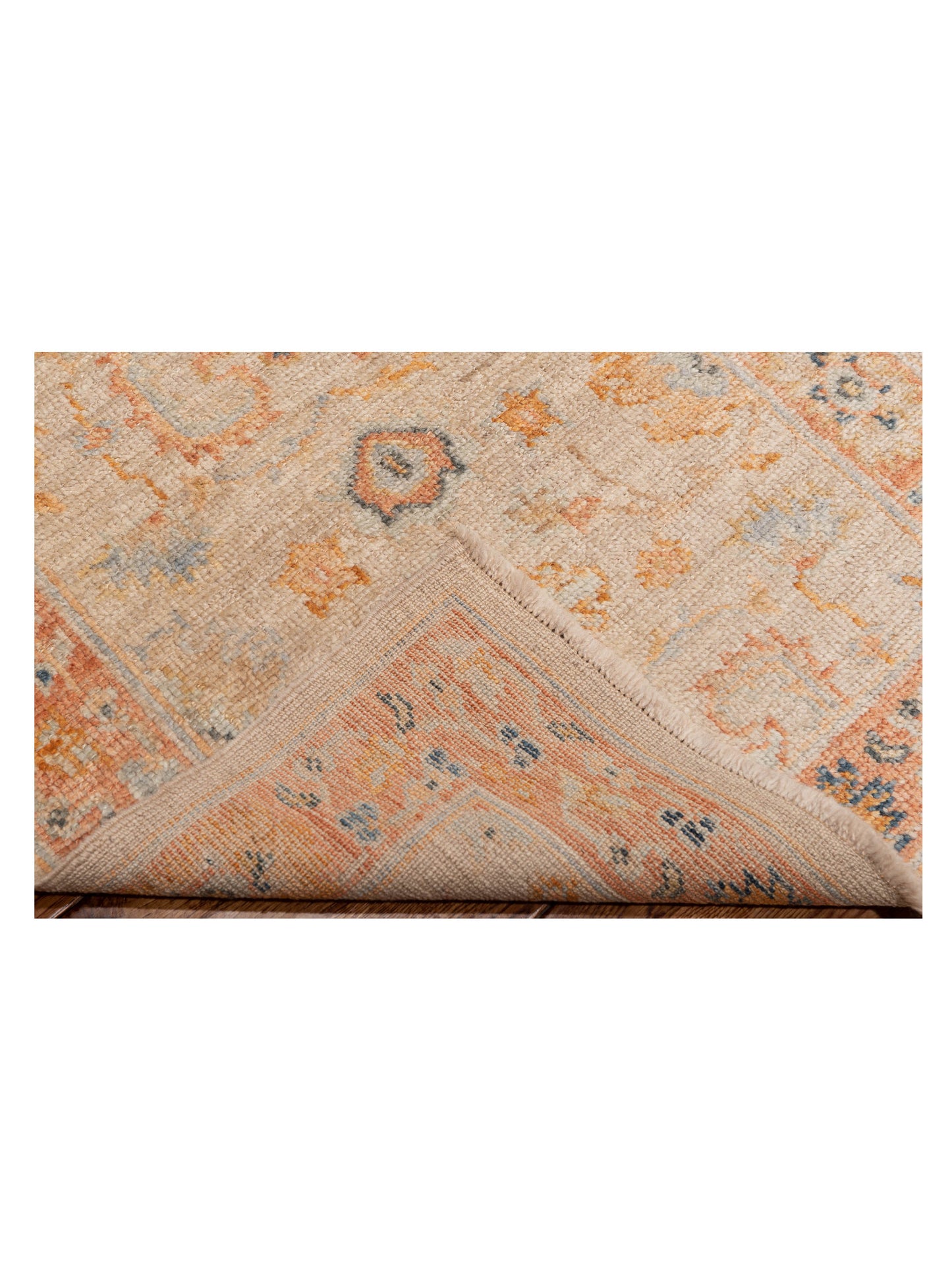 Authentic Angora Oushak Leyla Beige Rust Traditional Hand Knotted Rug