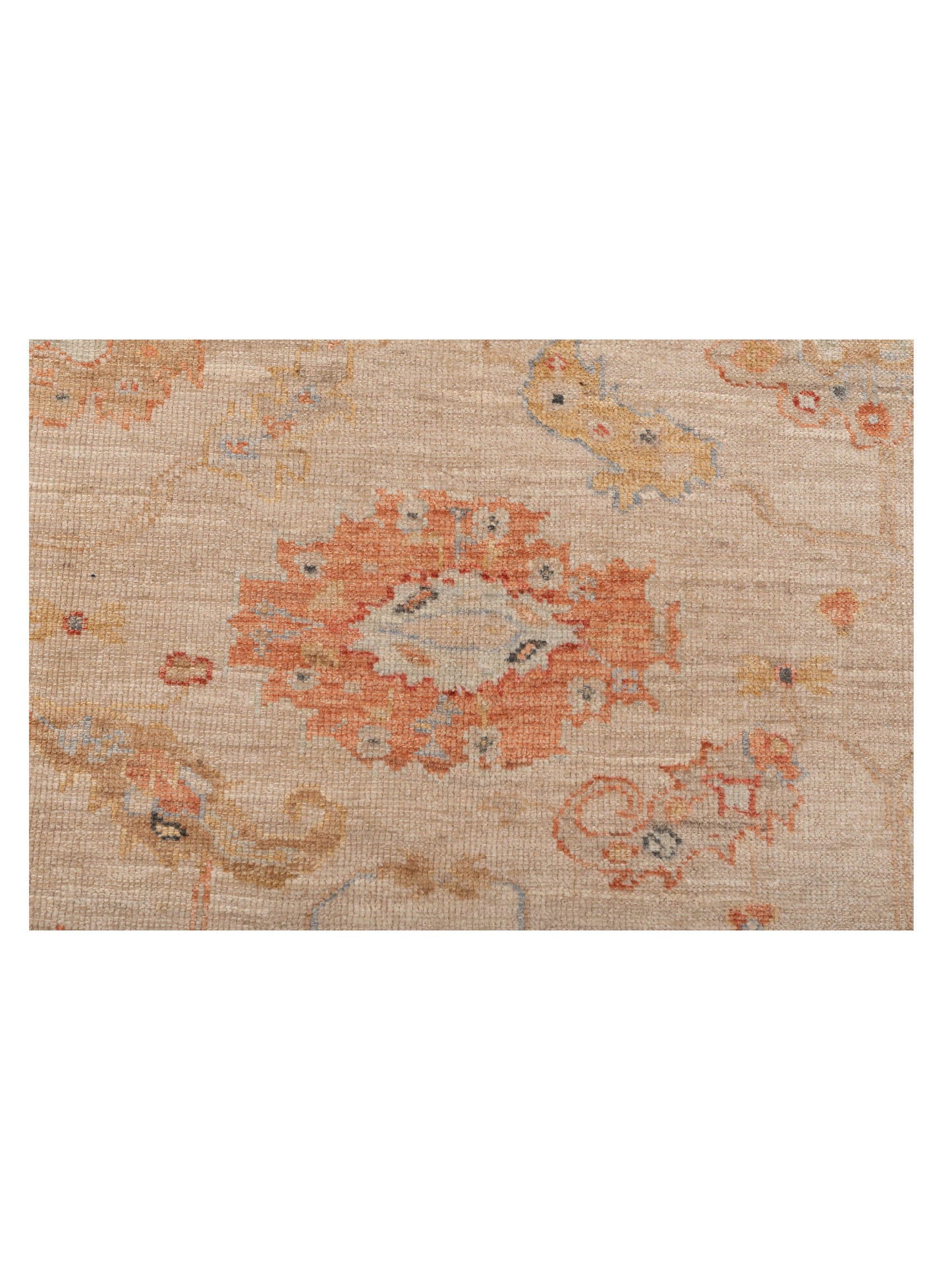 Authentic Angora Oushak Muge Beige Rust Traditional Hand Knotted Rug