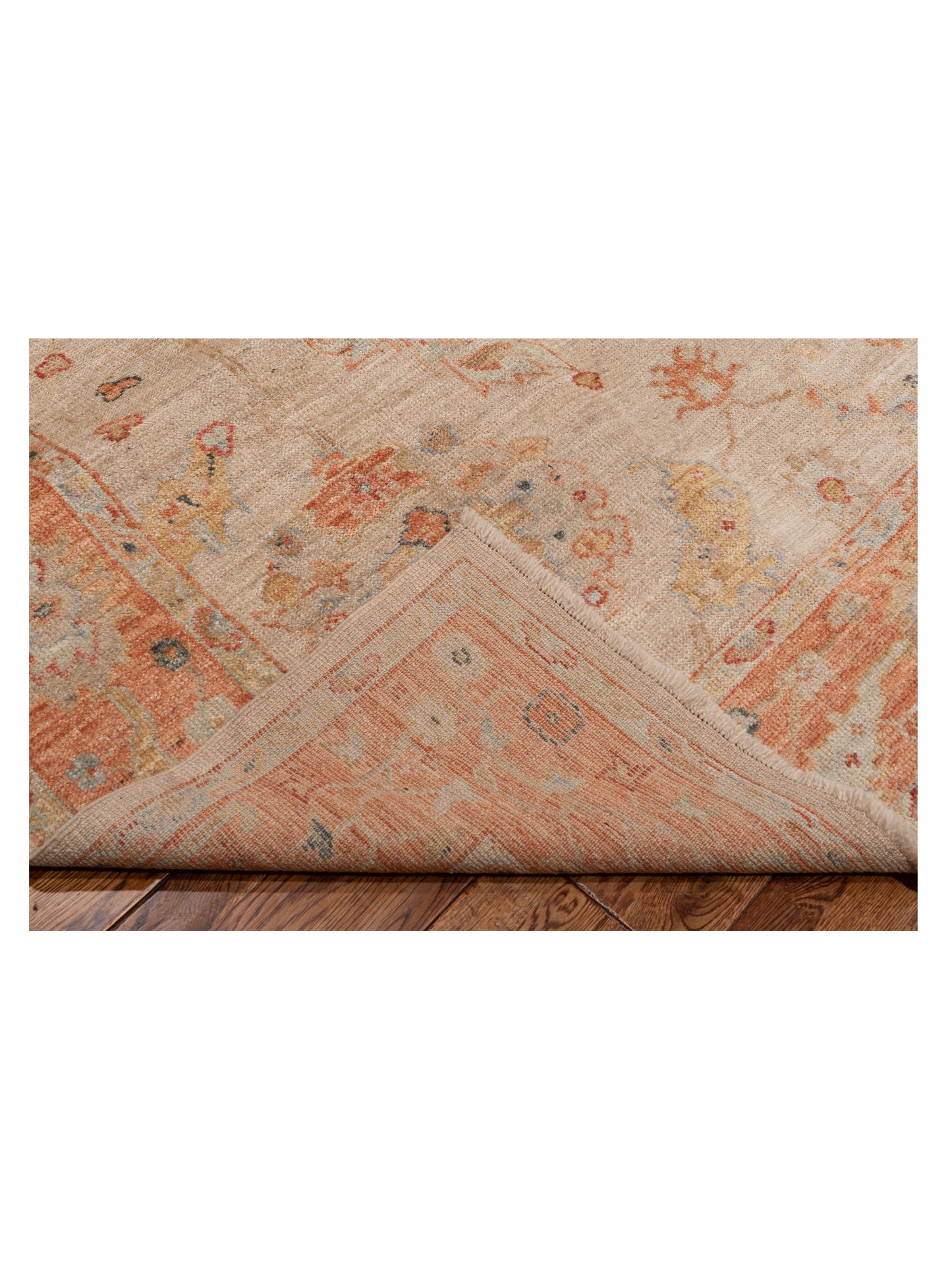 Authentic Angora Oushak Muge Beige Rust Traditional Hand Knotted Rug