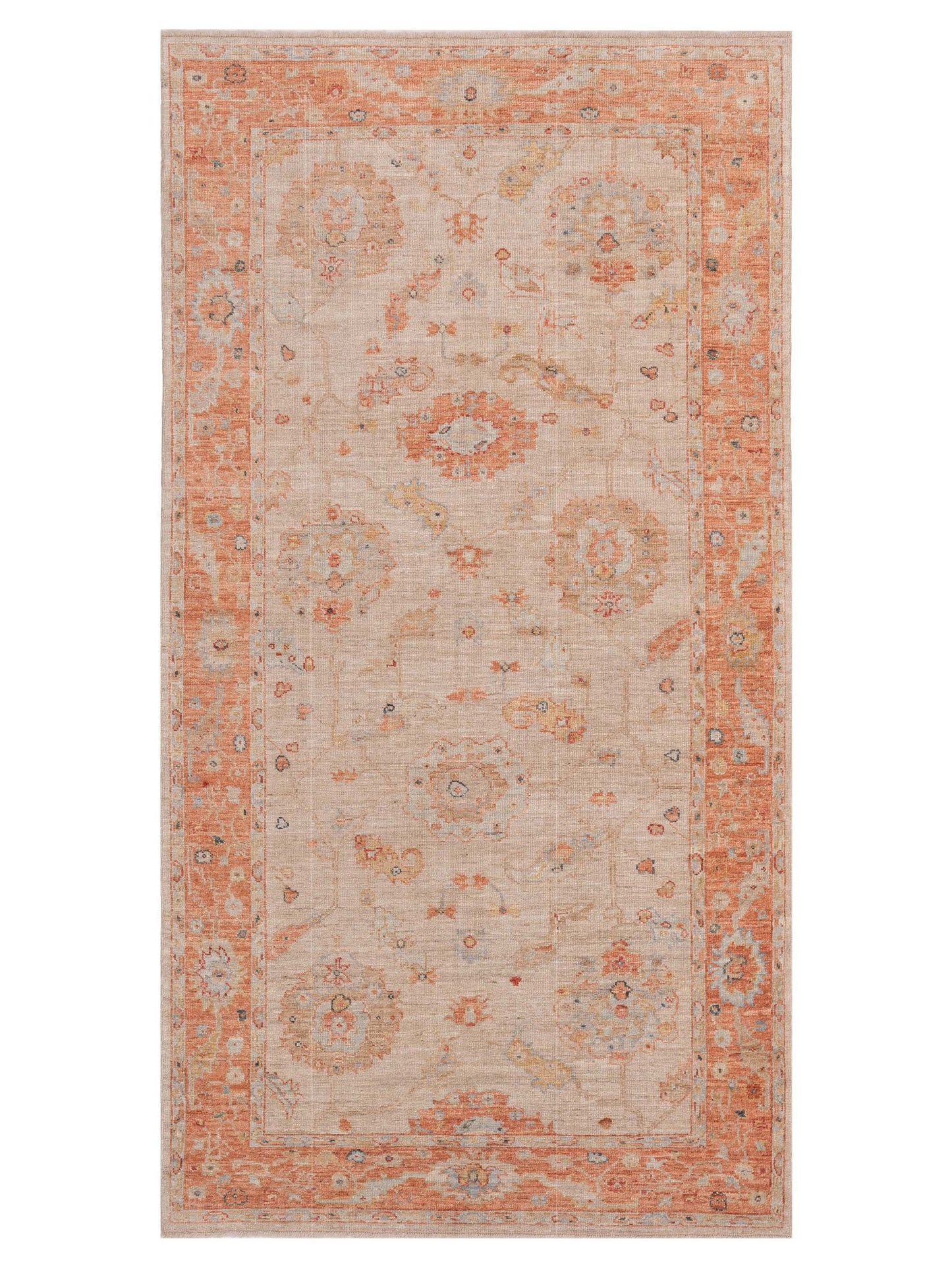 Authentic Angora Oushak Muge Beige Traditional Hand Knotted Rug