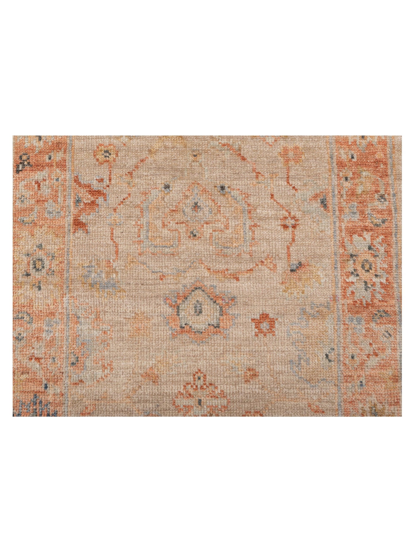 Authentic Angora Oushak Leyla Beige Rust Traditional Hand Knotted Rug