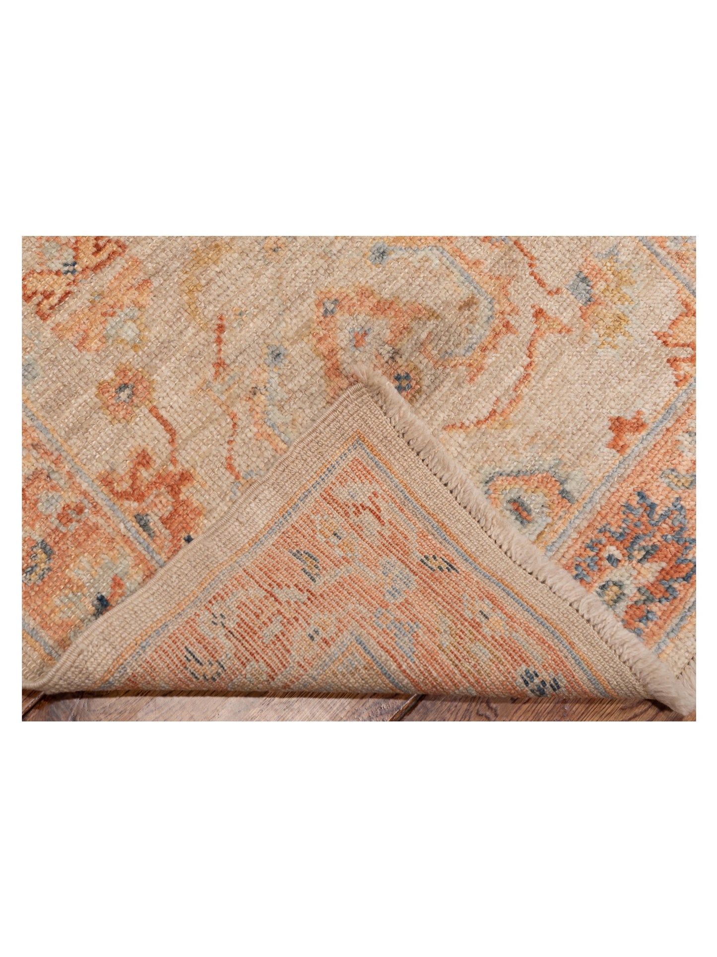 Authentic Angora Oushak Leyla Beige Rust Traditional Hand Knotted Rug