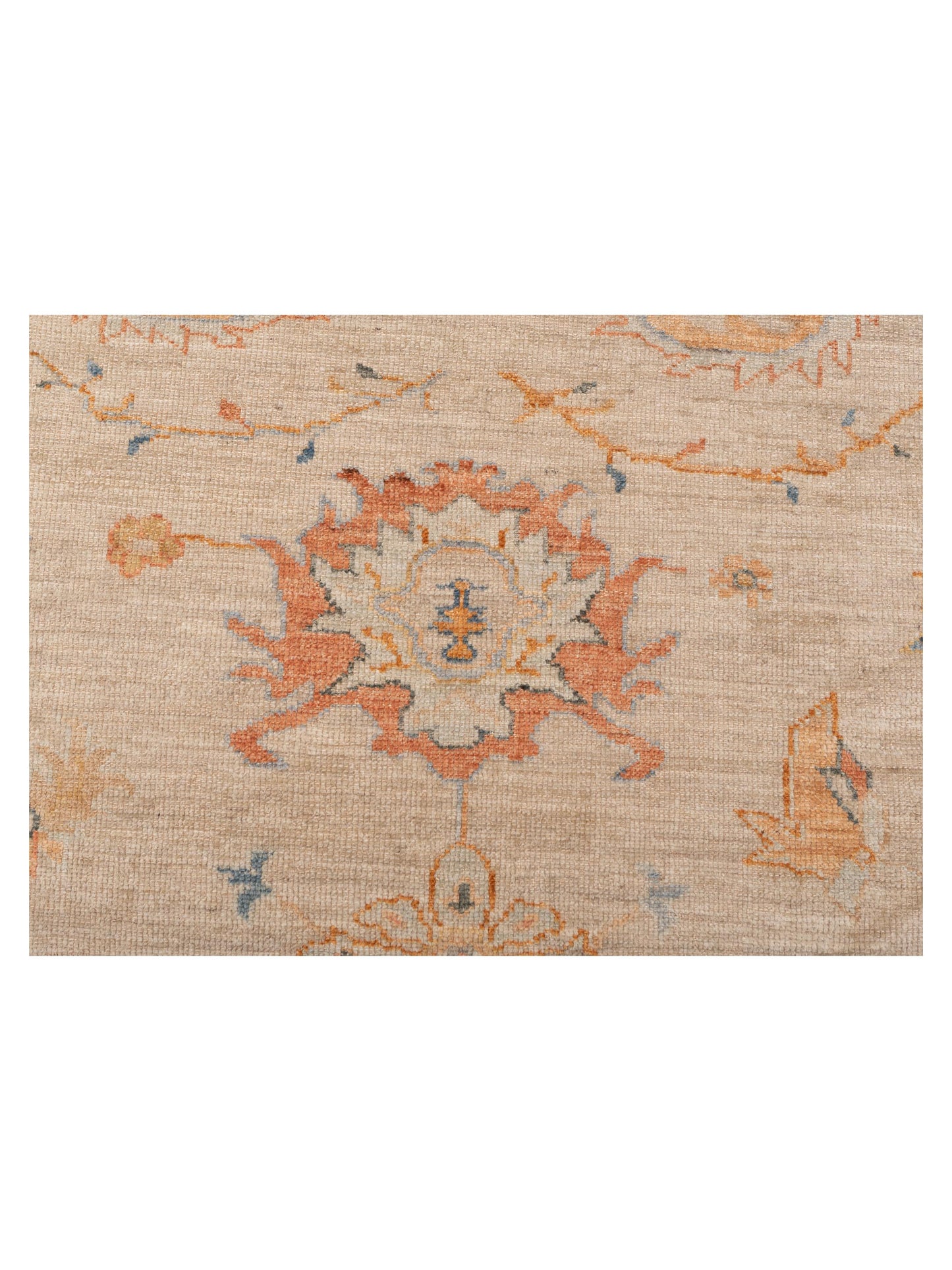 Authentic Angora Oushak Leyla Beige Rust Traditional Hand Knotted Rug