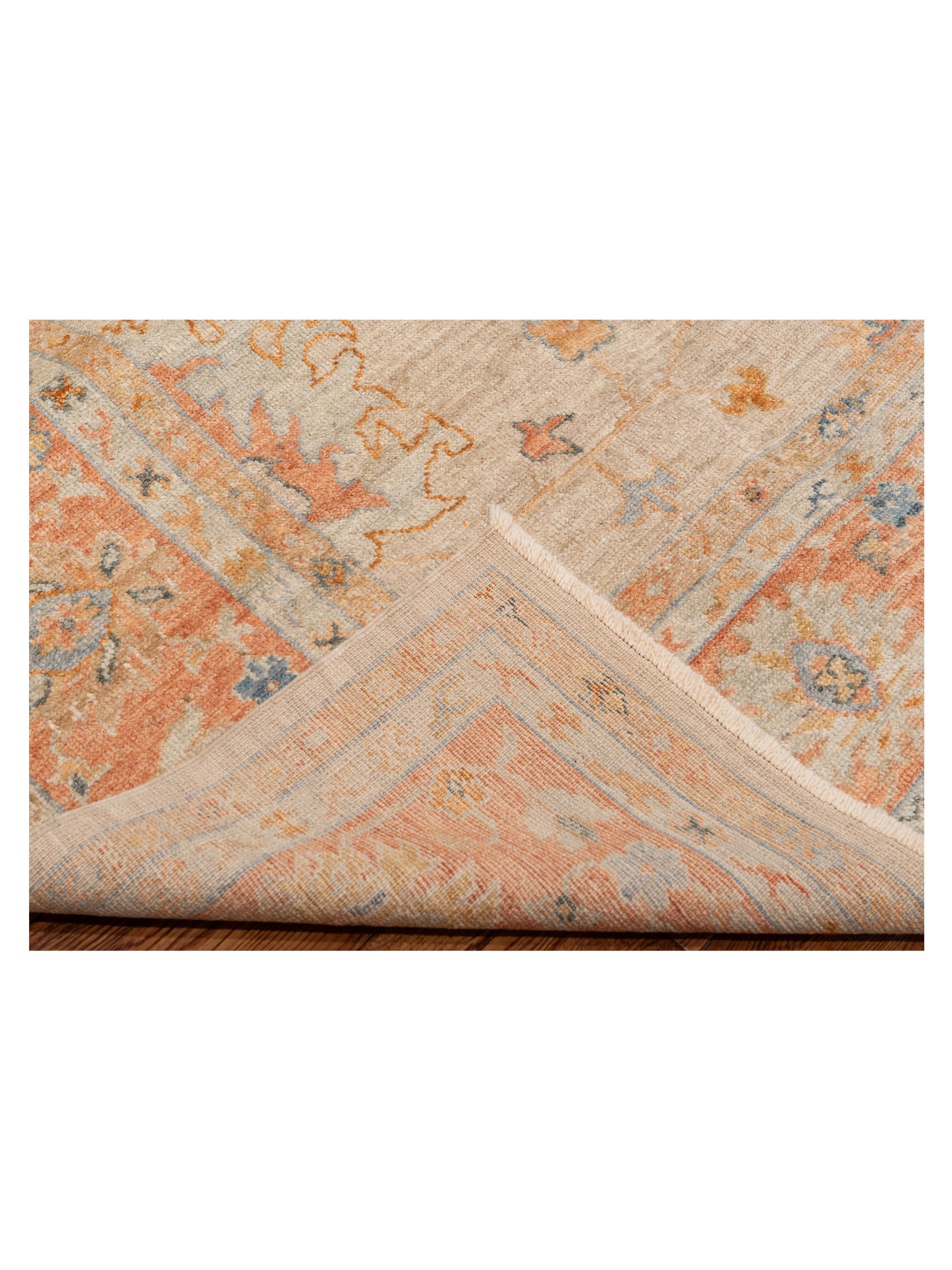 Authentic Angora Oushak Leyla Beige Rust Traditional Hand Knotted Rug