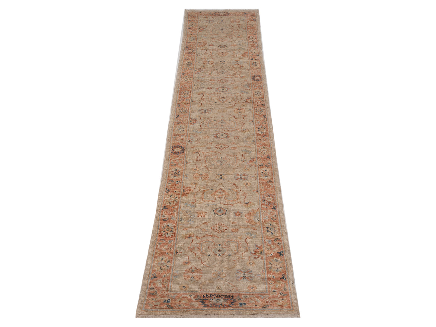 Authentic Angora Oushak Leyla Ivory Rust Traditional Hand Knotted Rug