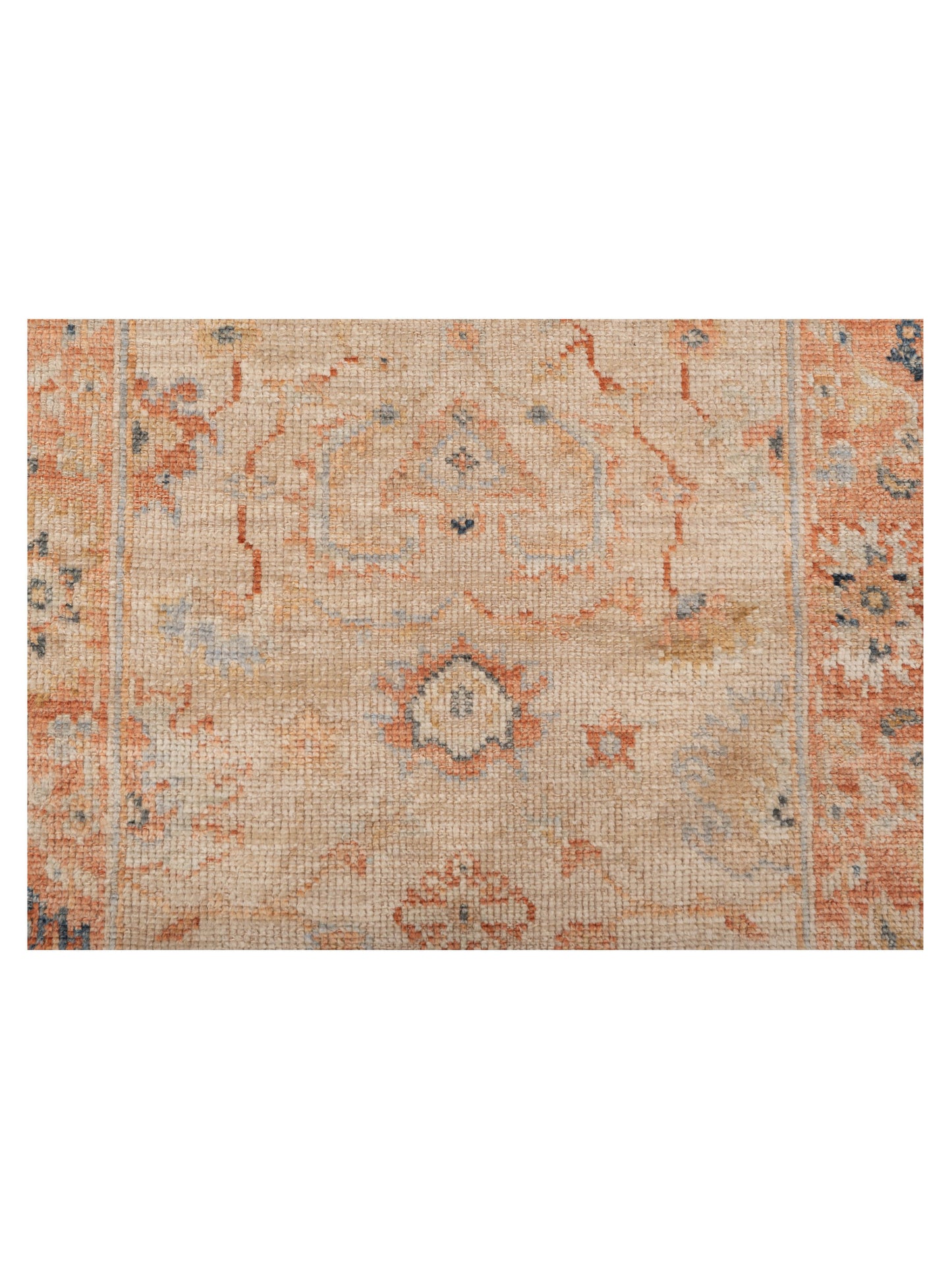 Authentic Angora Oushak Leyla Ivory Rust Traditional Hand Knotted Rug