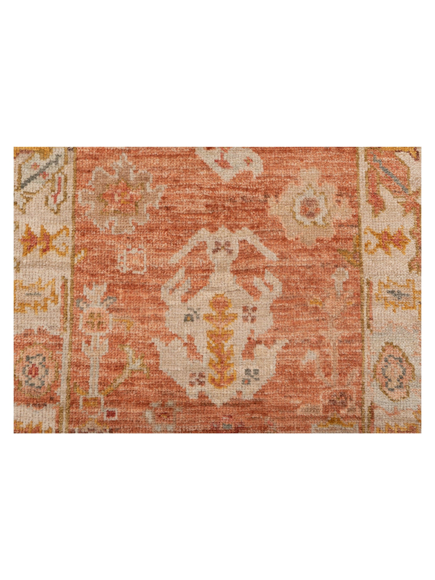 Authentic Angora Oushak Ahu Pink Ivory Traditional Hand Knotted Rug