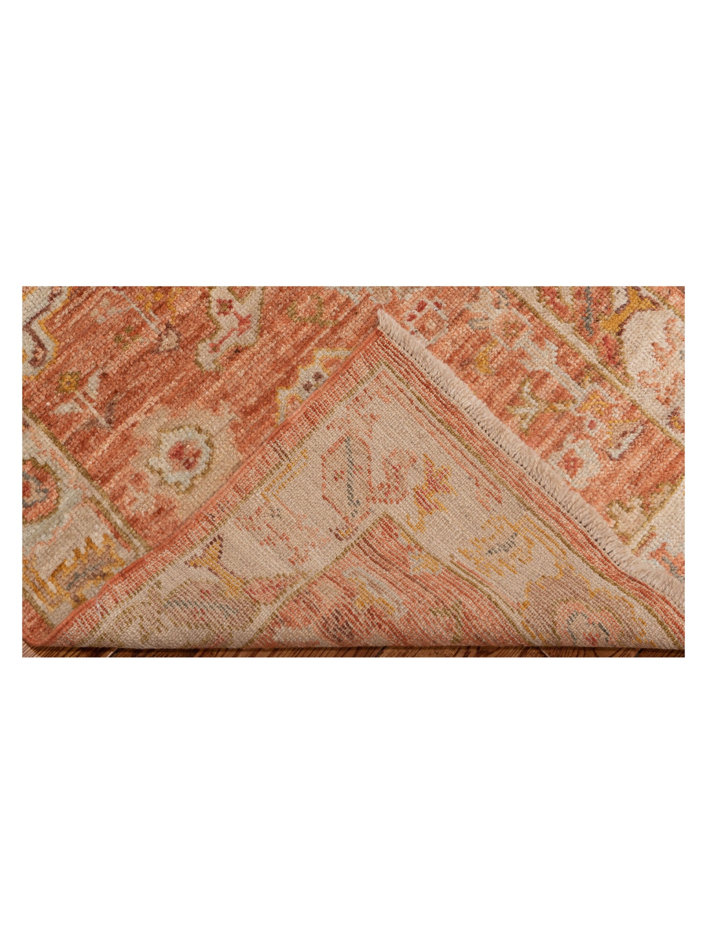 Authentic Angora Oushak Ahu Pink Ivory Traditional Hand Knotted Rug