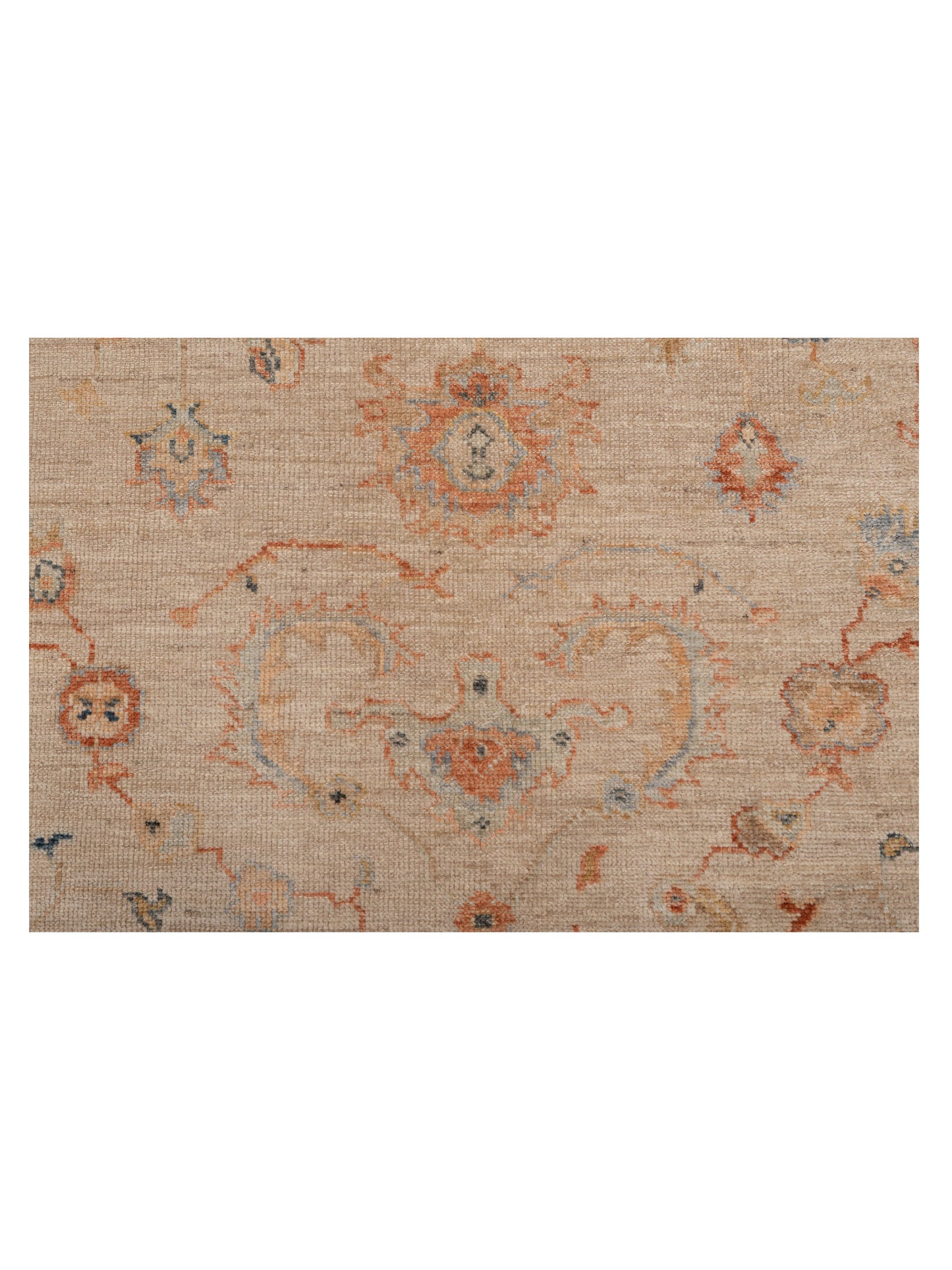 Authentic Angora Oushak Leyla Ivory Rust Traditional Hand Knotted Rug