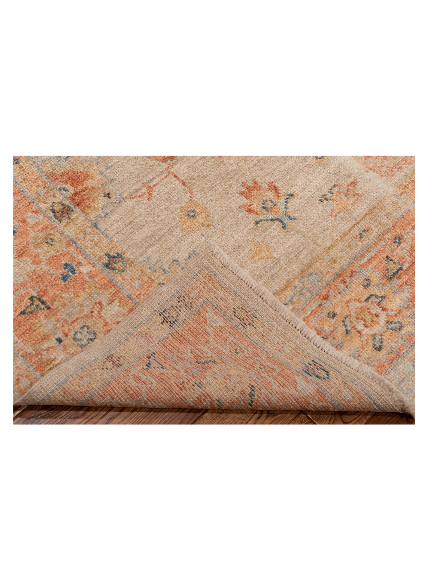 Authentic Angora Oushak Leyla Ivory Rust Traditional Hand Knotted Rug