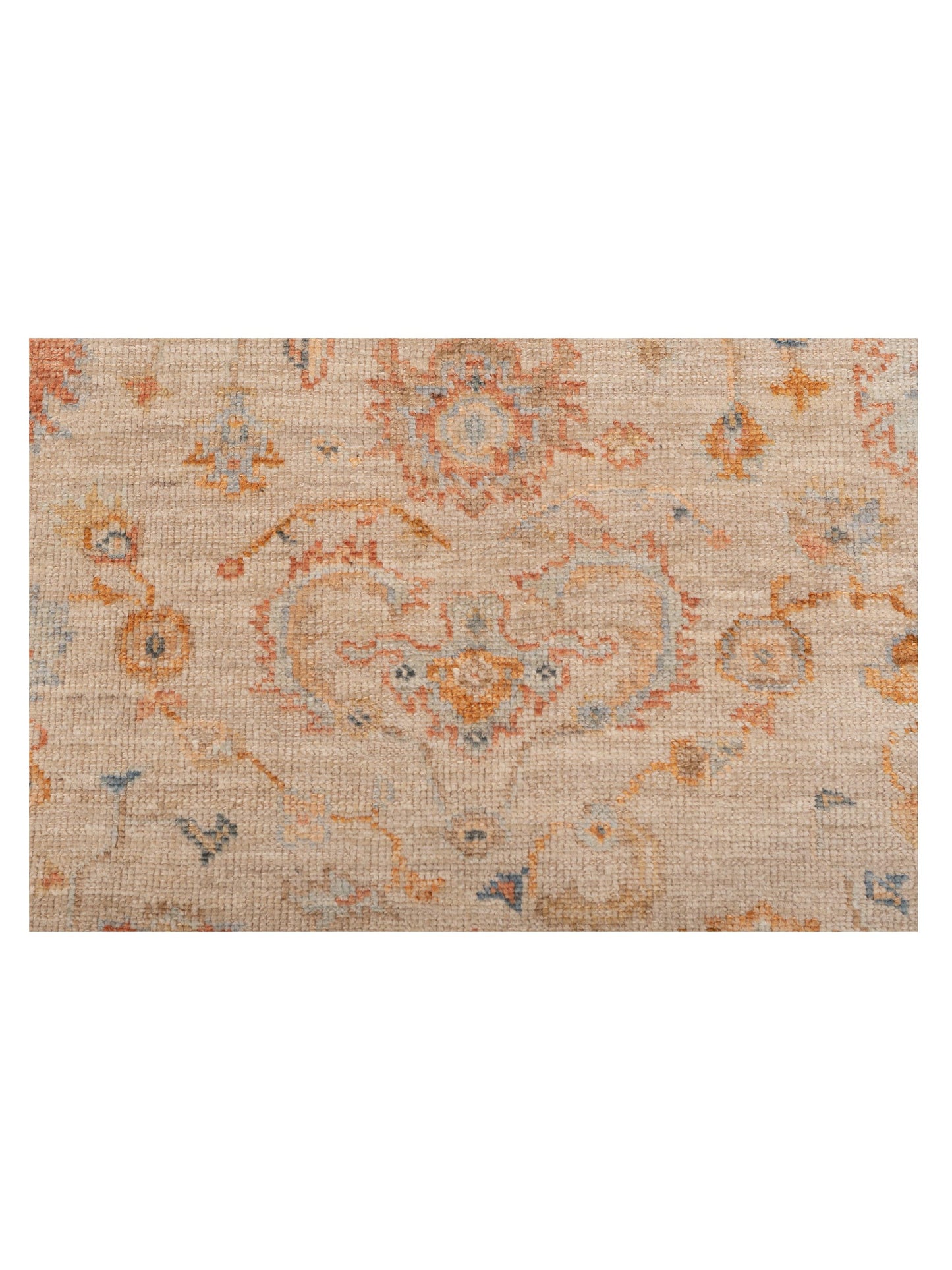 Authentic Angora Oushak Leyla Ivory Rust Traditional Hand Knotted Rug