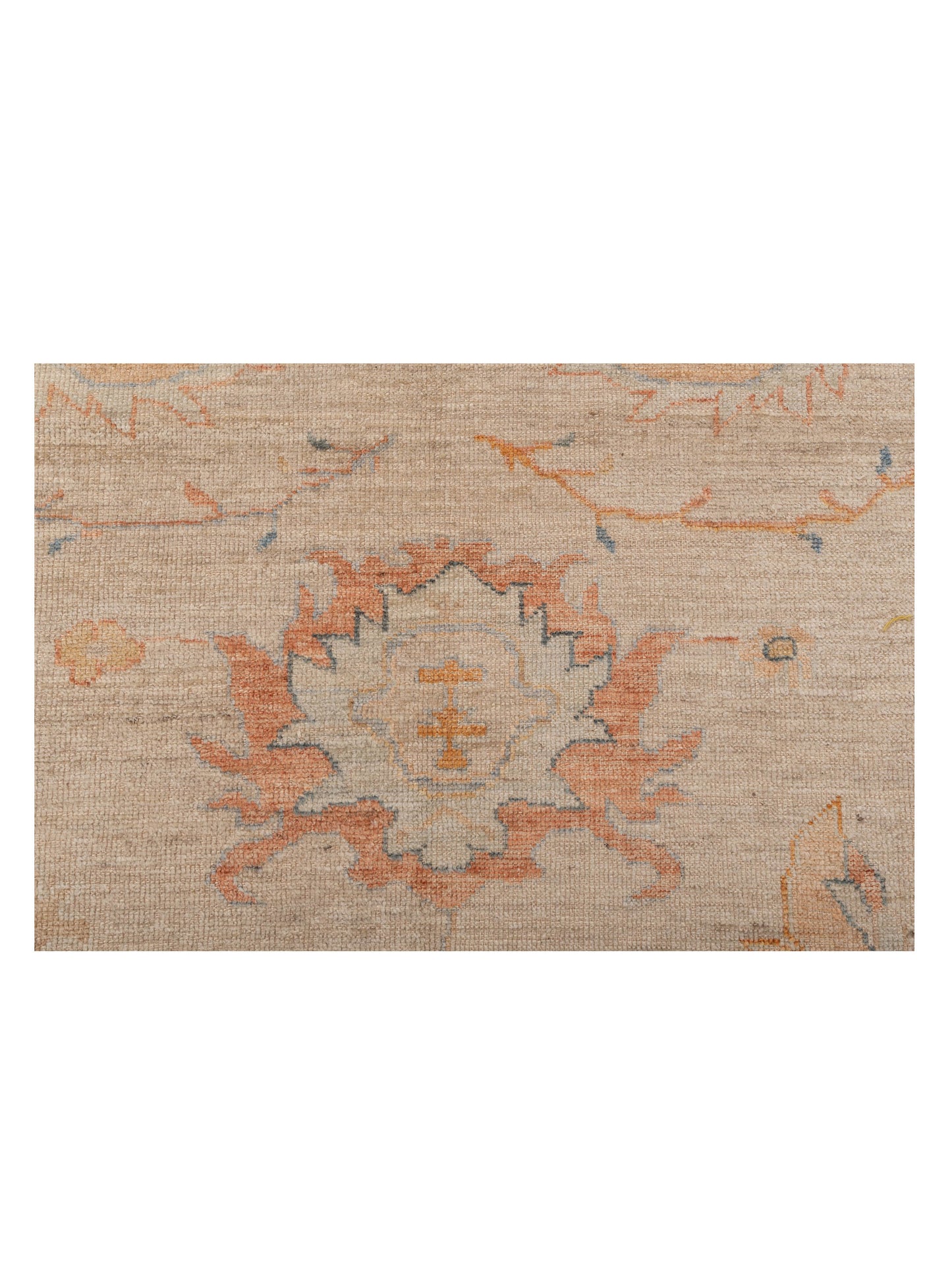 Authentic Angora Oushak Leyla Ivory Rust Traditional Hand Knotted Rug