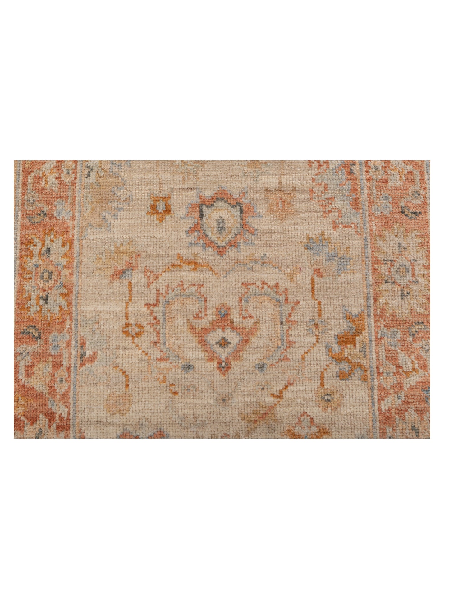 Authentic Angora Oushak Leyla Ivory Rust Traditional Hand Knotted Rug