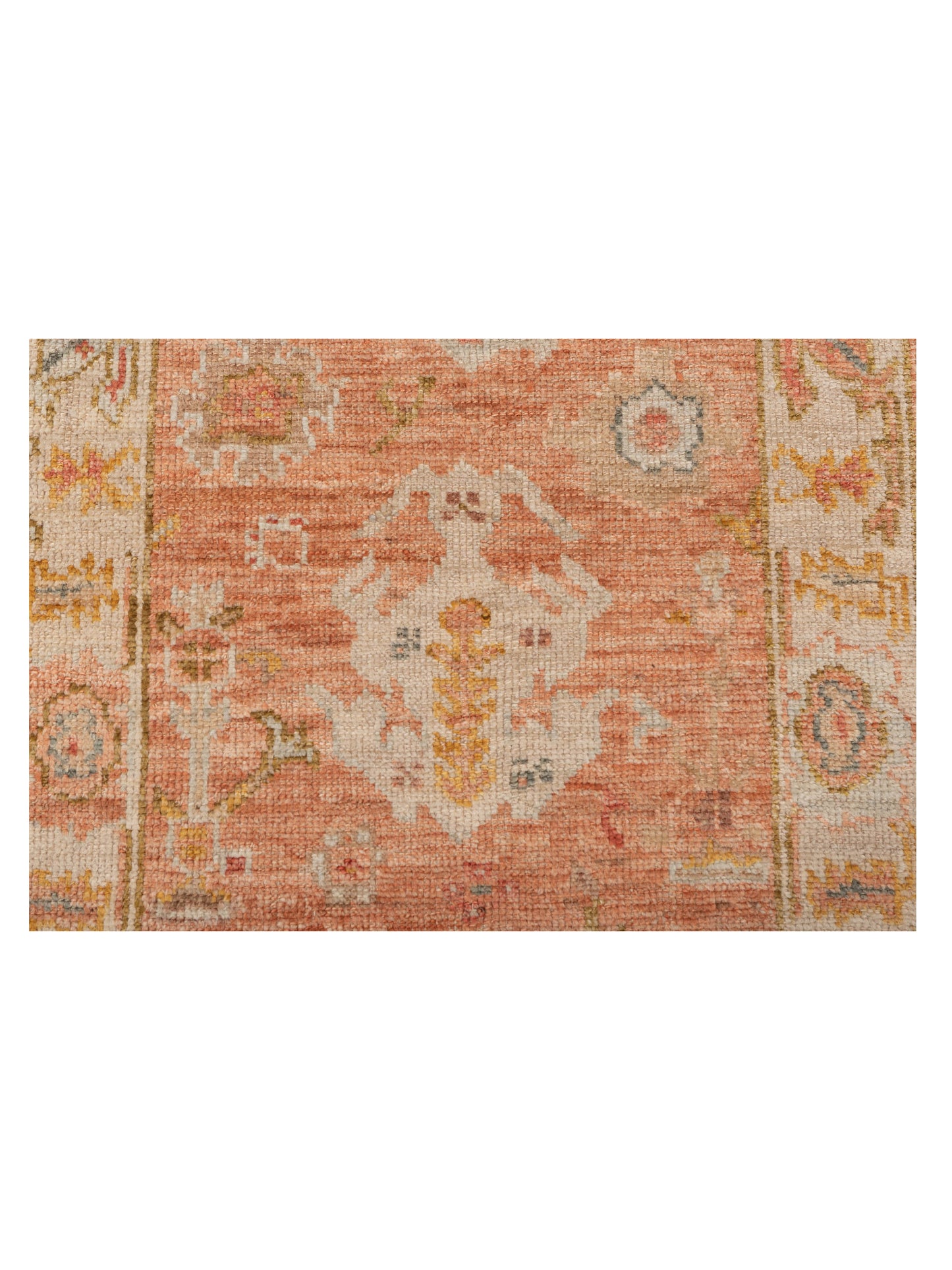 Authentic Angora Oushak Ahu Pink Ivory Traditional Hand Knotted Rug