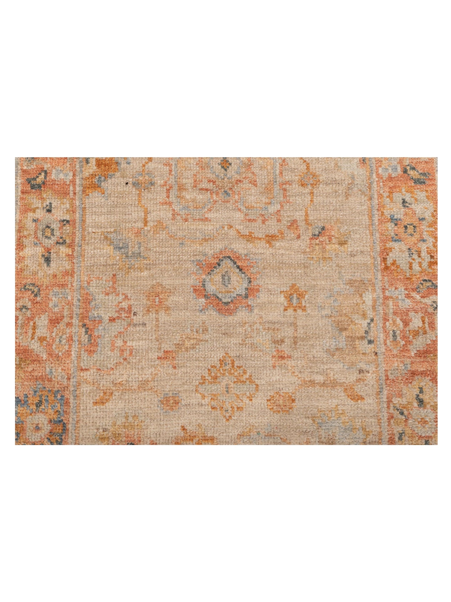 Authentic Angora Oushak Leyla Ivory Rust Traditional Hand Knotted Rug