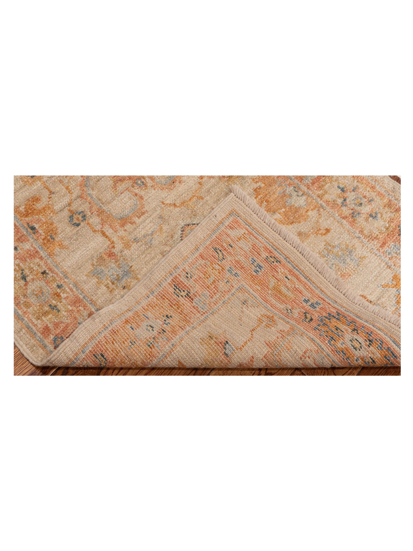 Authentic Angora Oushak Leyla Ivory Rust Traditional Hand Knotted Rug