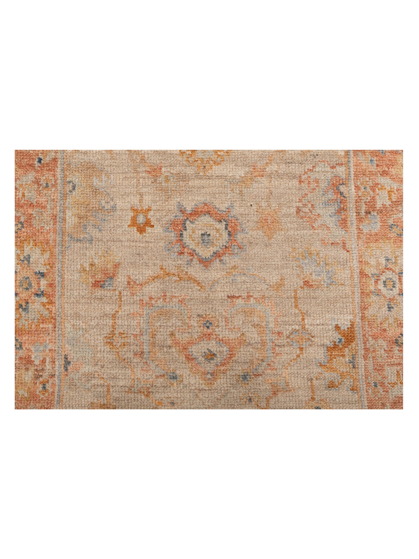 Authentic Angora Oushak Leyla Ivory Rust Traditional Hand Knotted Rug