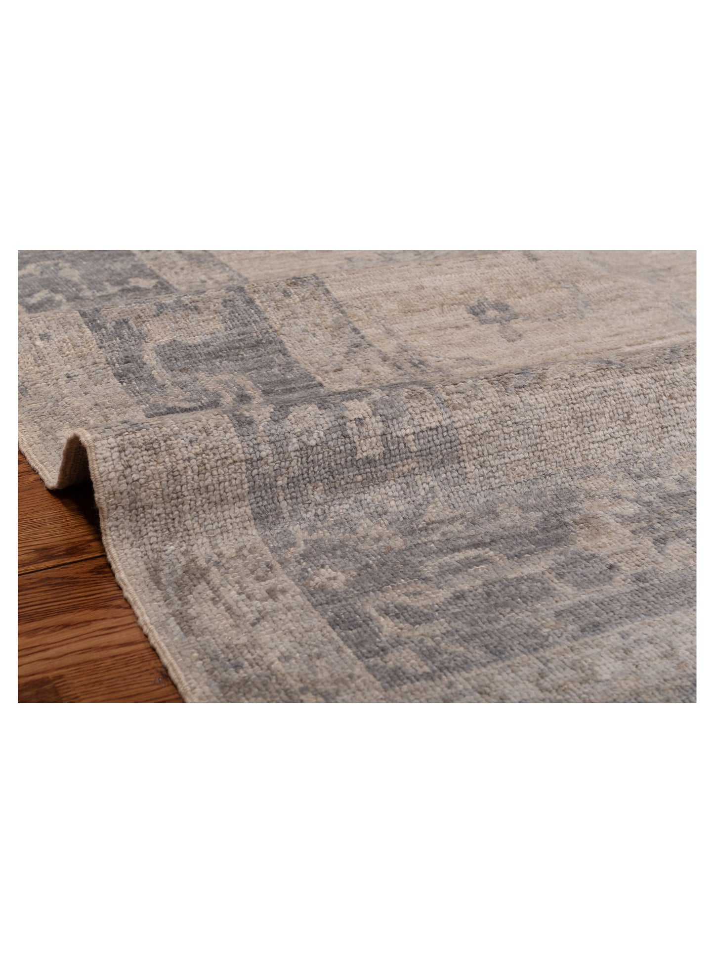 Authentic Angora Oushak Leyla Ivory Gray Traditional Hand Knotted Rug