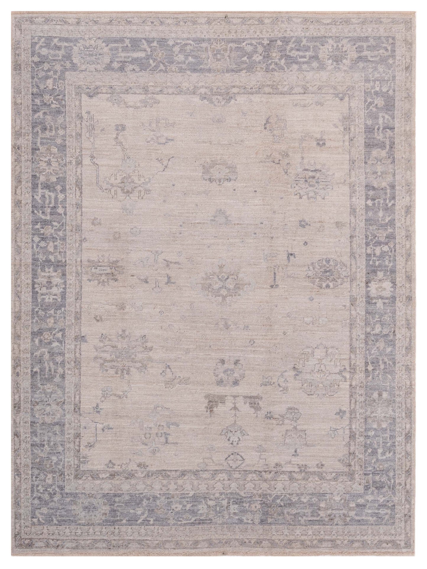 Authentic Angora Oushak Leyla Ivory Traditional Hand Knotted Rug