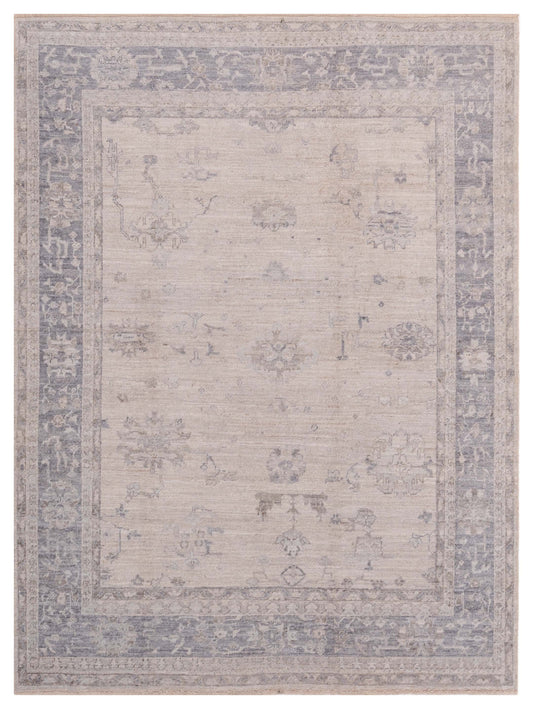 Authentic Angora Oushak Leyla Ivory Traditional Hand Knotted Rug