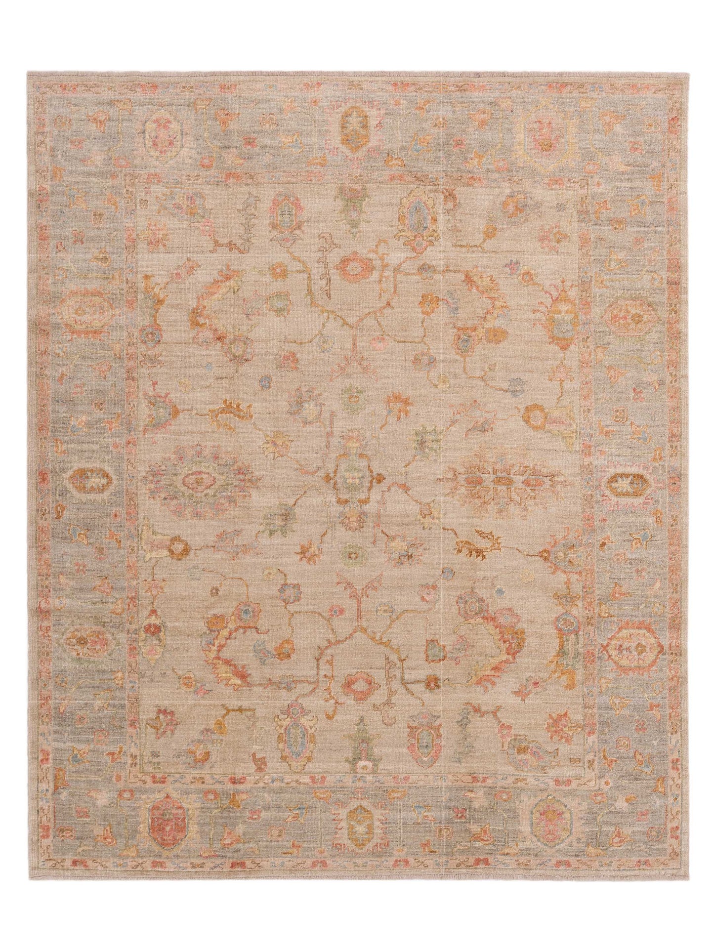 Authentic Angora Oushak Meltem Beige Traditional Hand Knotted Rug