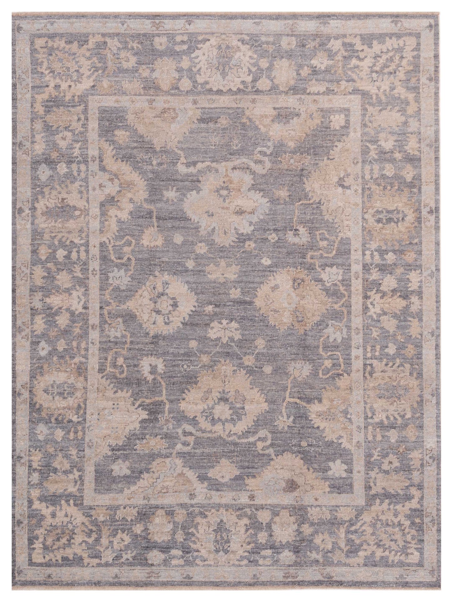 Authentic Angora Oushak Hande Gray Traditional Hand Knotted Rug