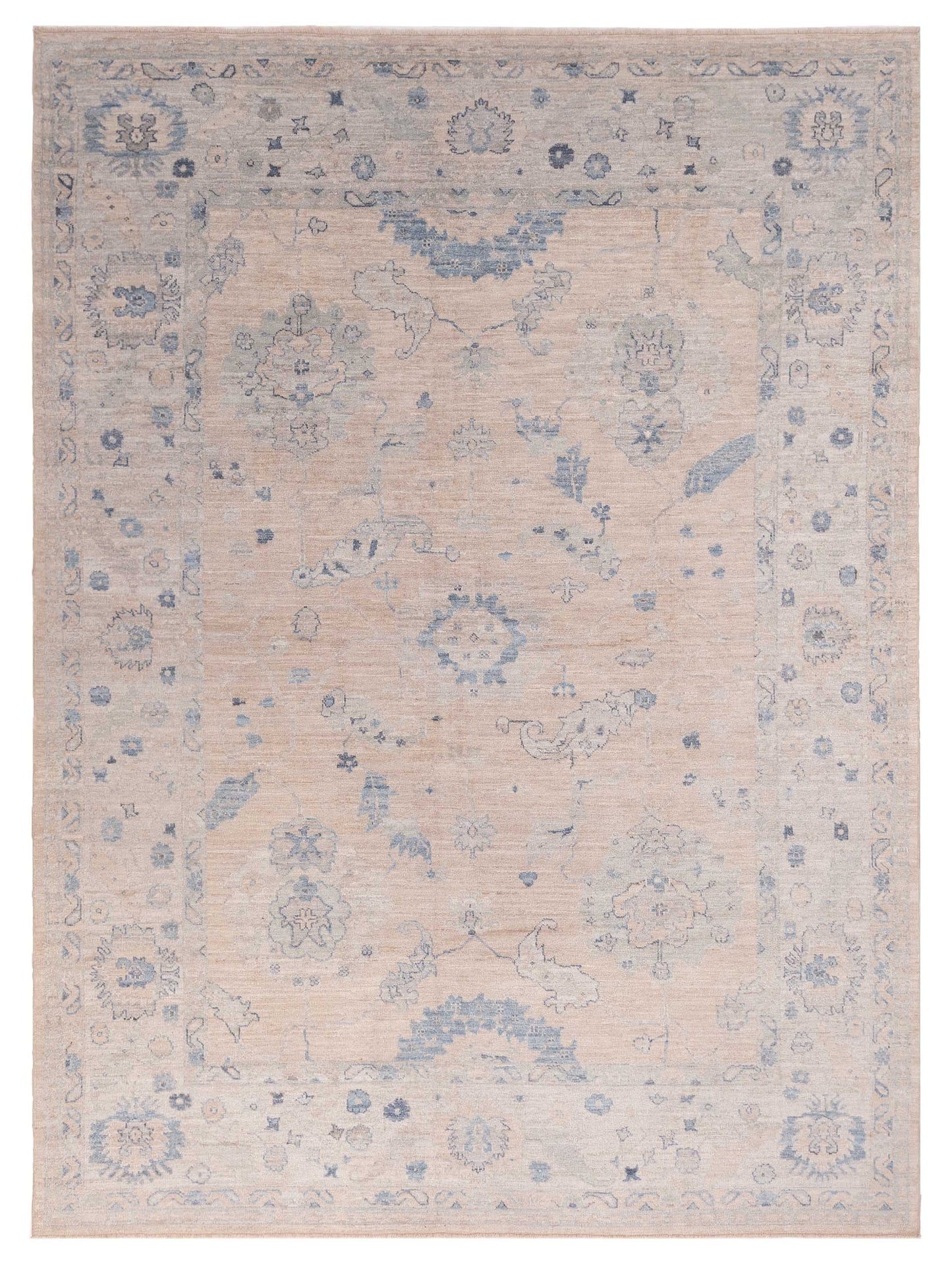 Authentic Angora Oushak Muge Beige Traditional Hand Knotted Rug