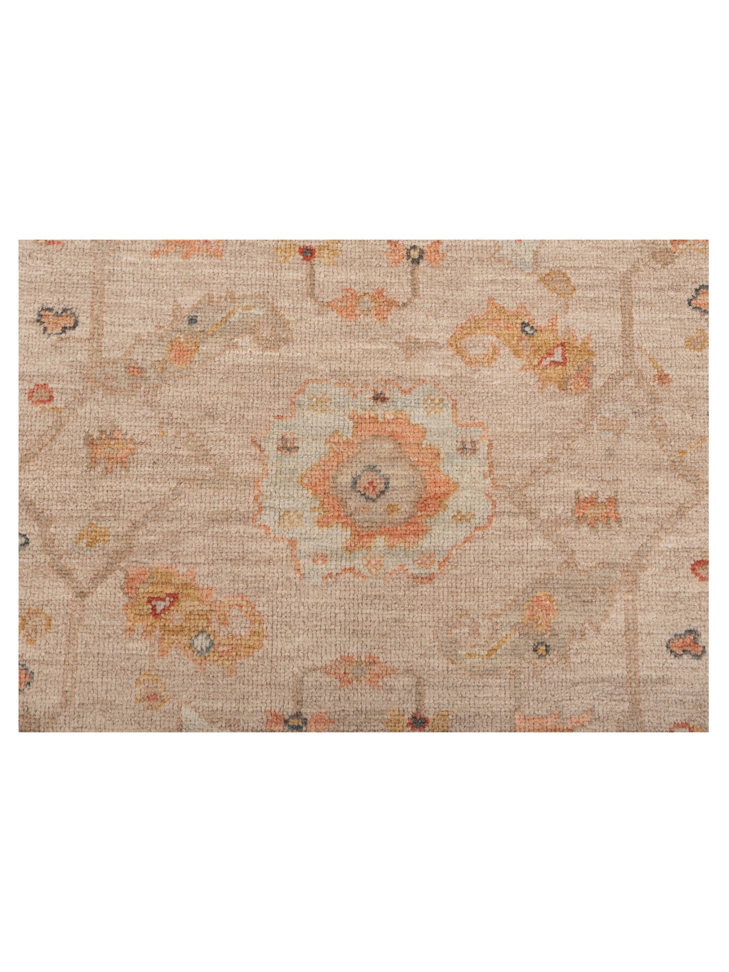 Authentic Angora Oushak Muge Beige Brown Traditional Hand Knotted Rug