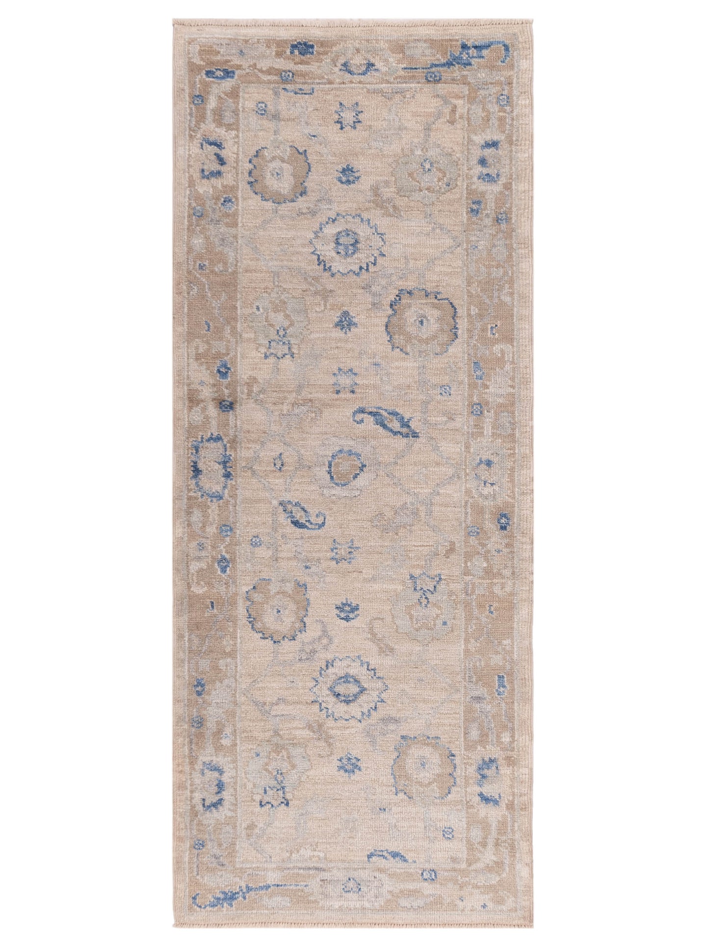 Authentic Angora Oushak Muge Beige Traditional Hand Knotted Rug