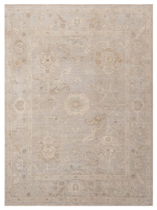 Authentic Angora Oushak Muge Gray Traditional Hand Knotted Rug