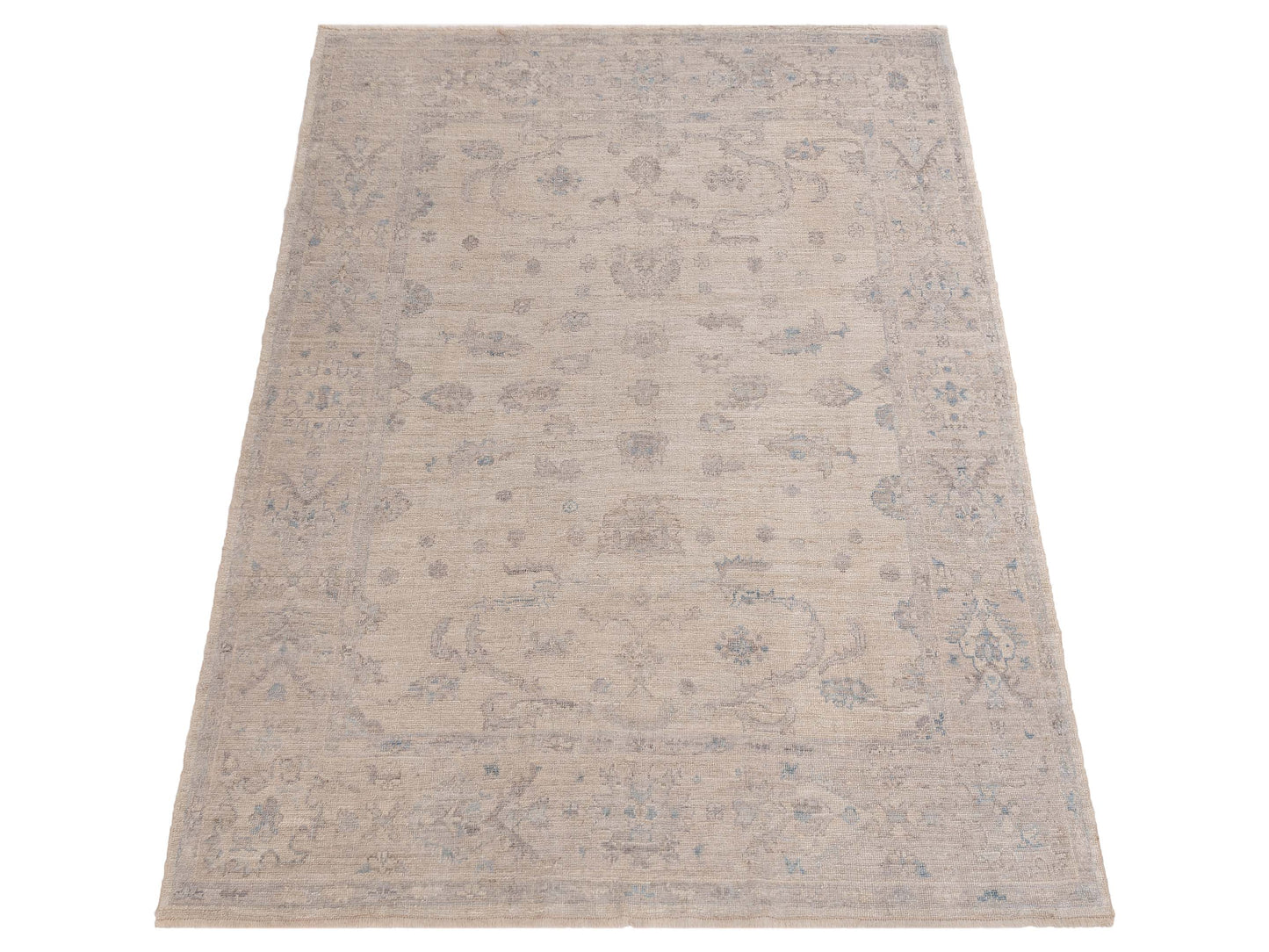 Authentic Angora Oushak Bade Silver Gray Traditional Hand Knotted Rug