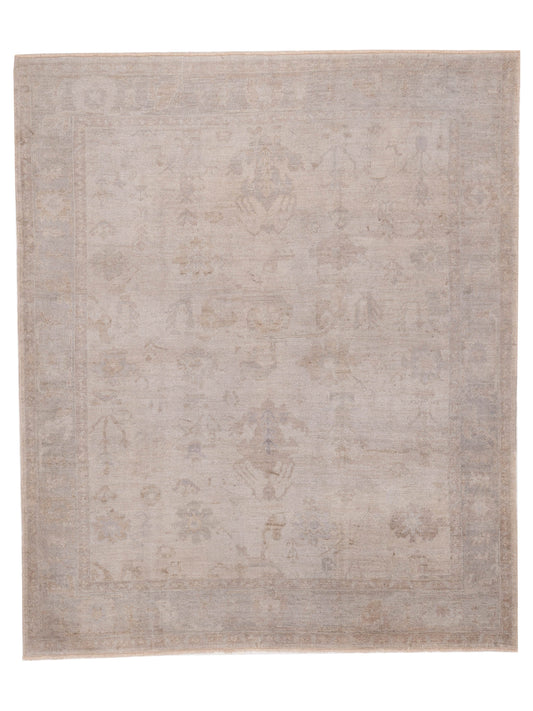 Authentic Angora Oushak Ahu Beige Traditional Hand Knotted Rug