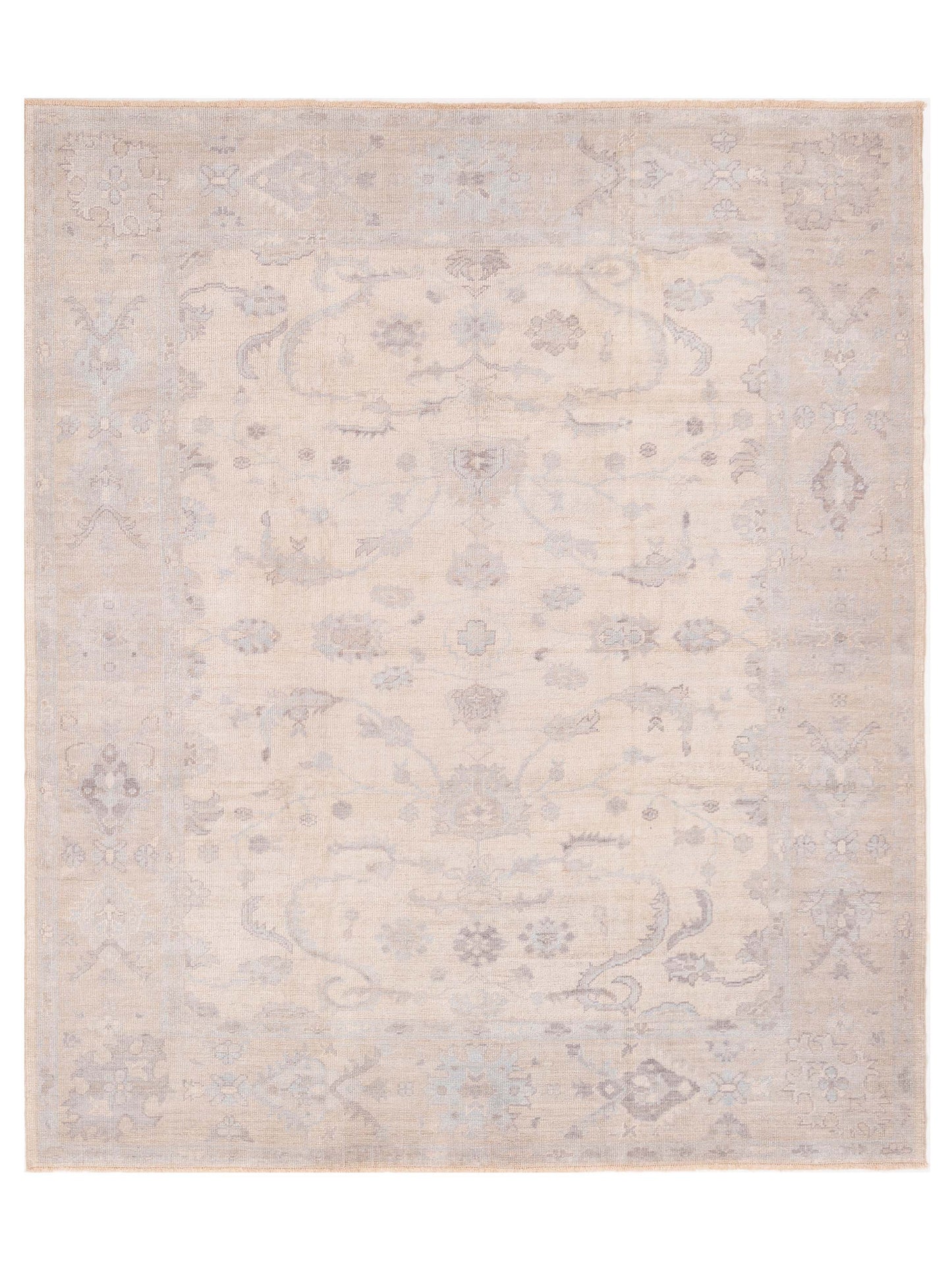 Authentic Angora Oushak Bade Ivory Traditional Hand Knotted Rug