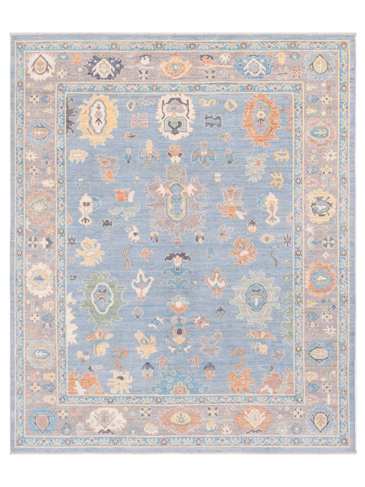 Pasha Authentic Oushak Besisu Blue Traditional Hand Knotted Rug