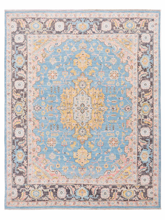 Pasha Authentic Oushak Evra Blue Traditional Hand Knotted Rug